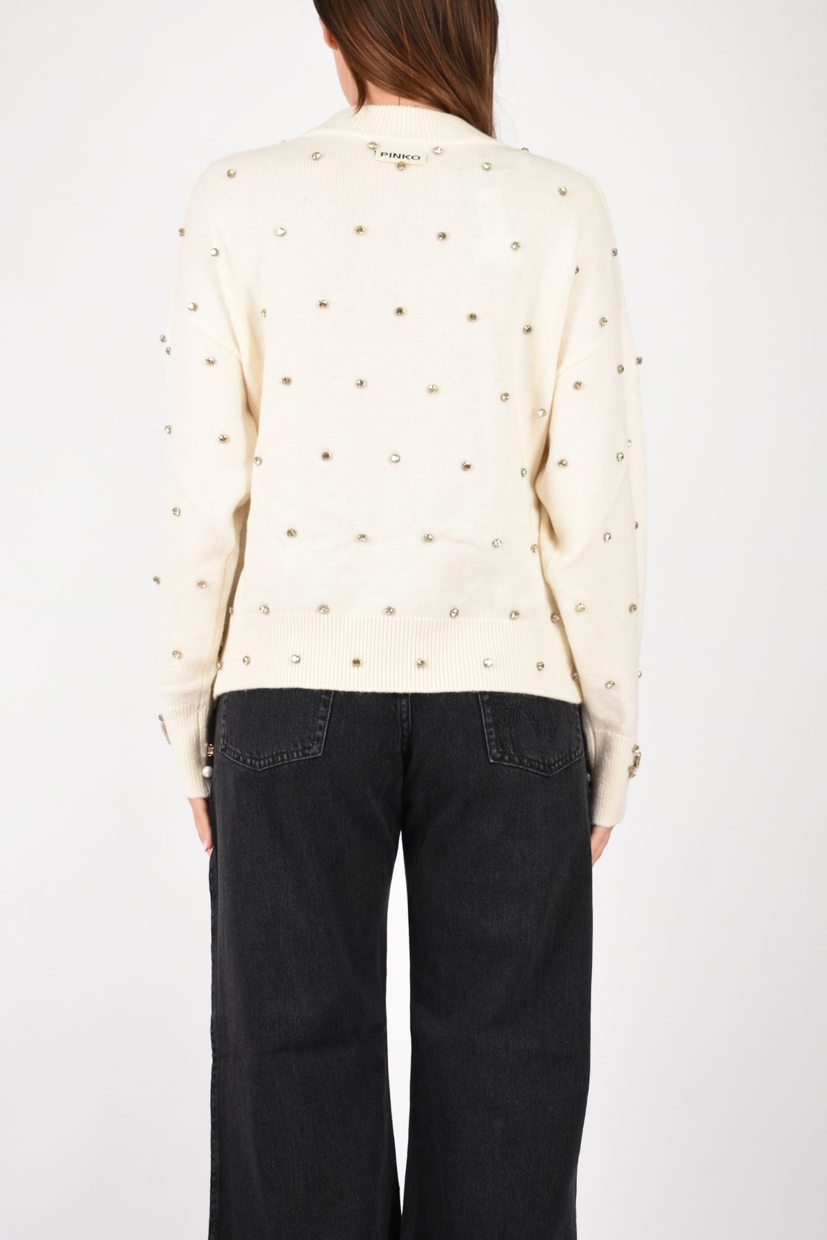 Maglia in lana e cashmere con applicazioni gioiello 107878A3P5