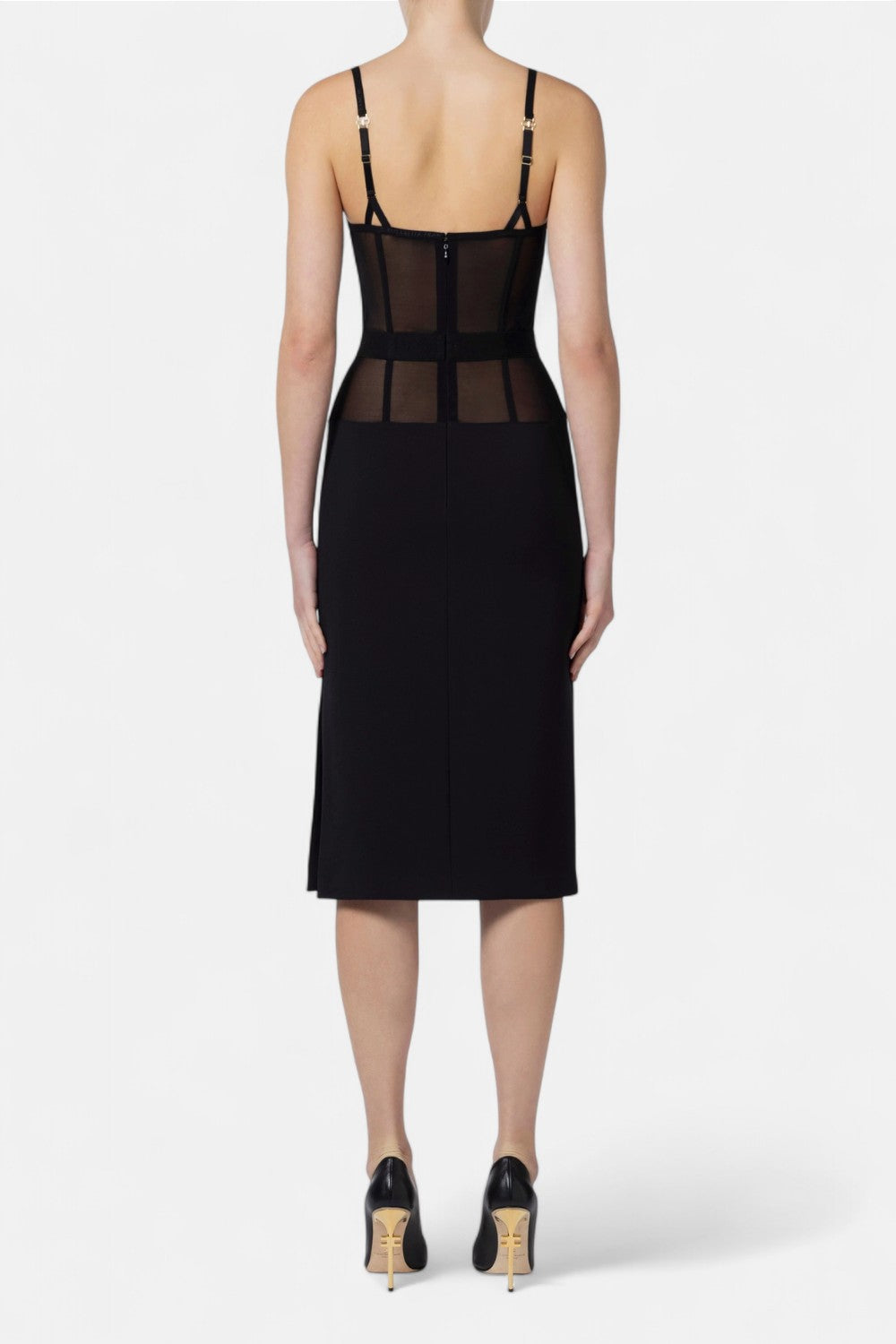 abito midi in crêpe e tulle