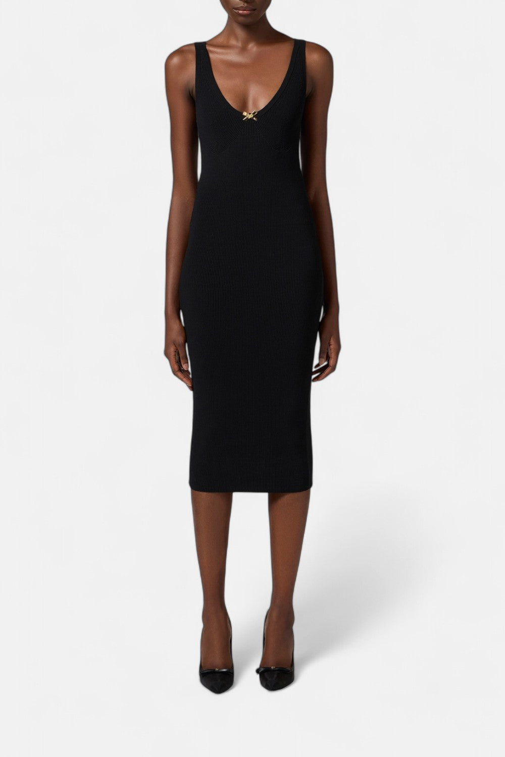 Abito midi in maglia con tulle