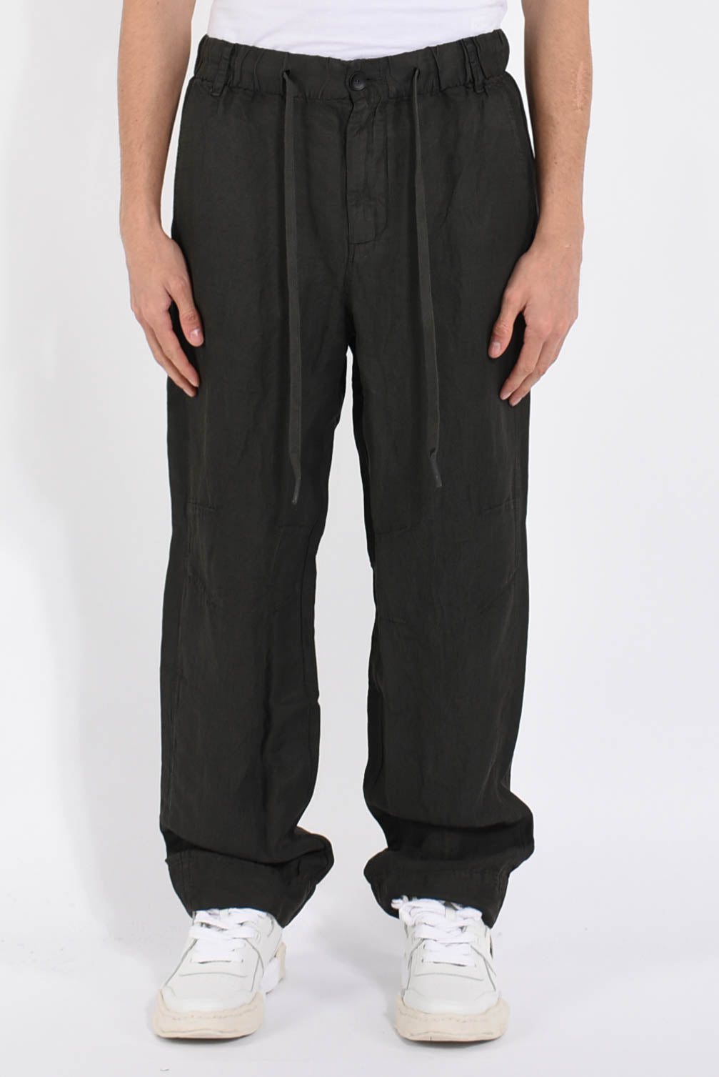 Pantaloni cropped in lino