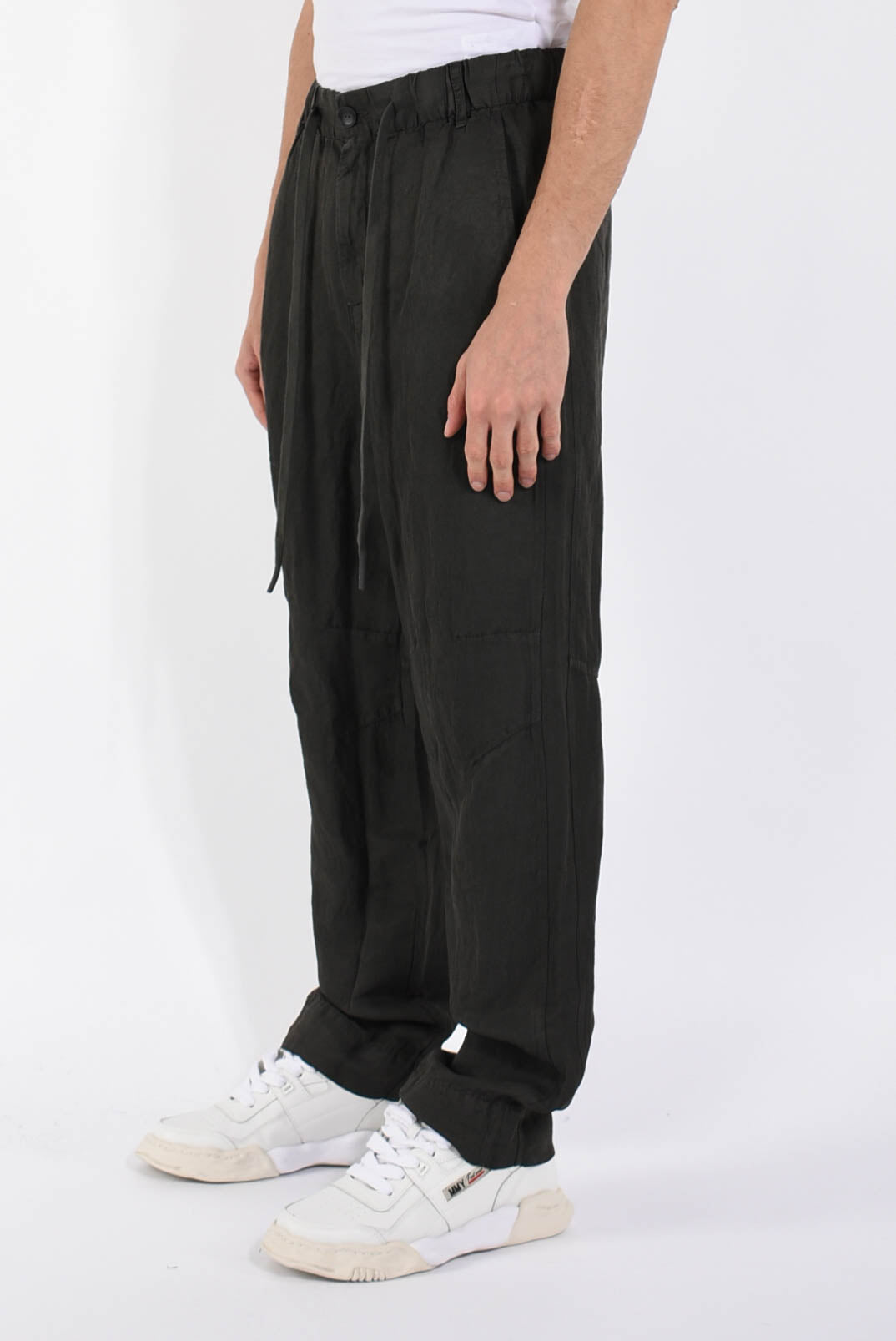 Pantaloni cropped in lino