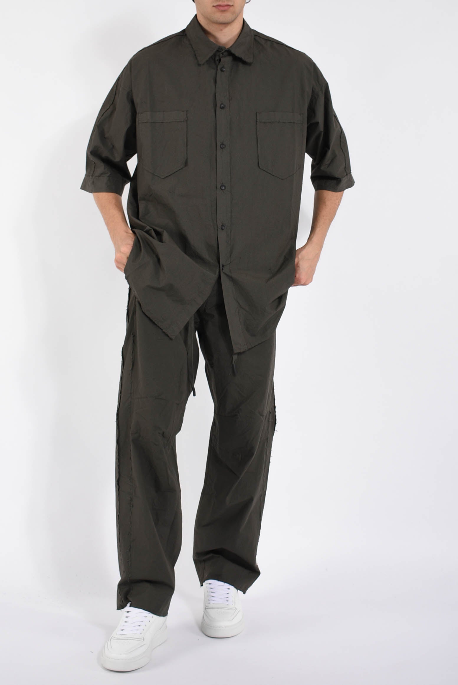 Pantaloni cropped in cotone