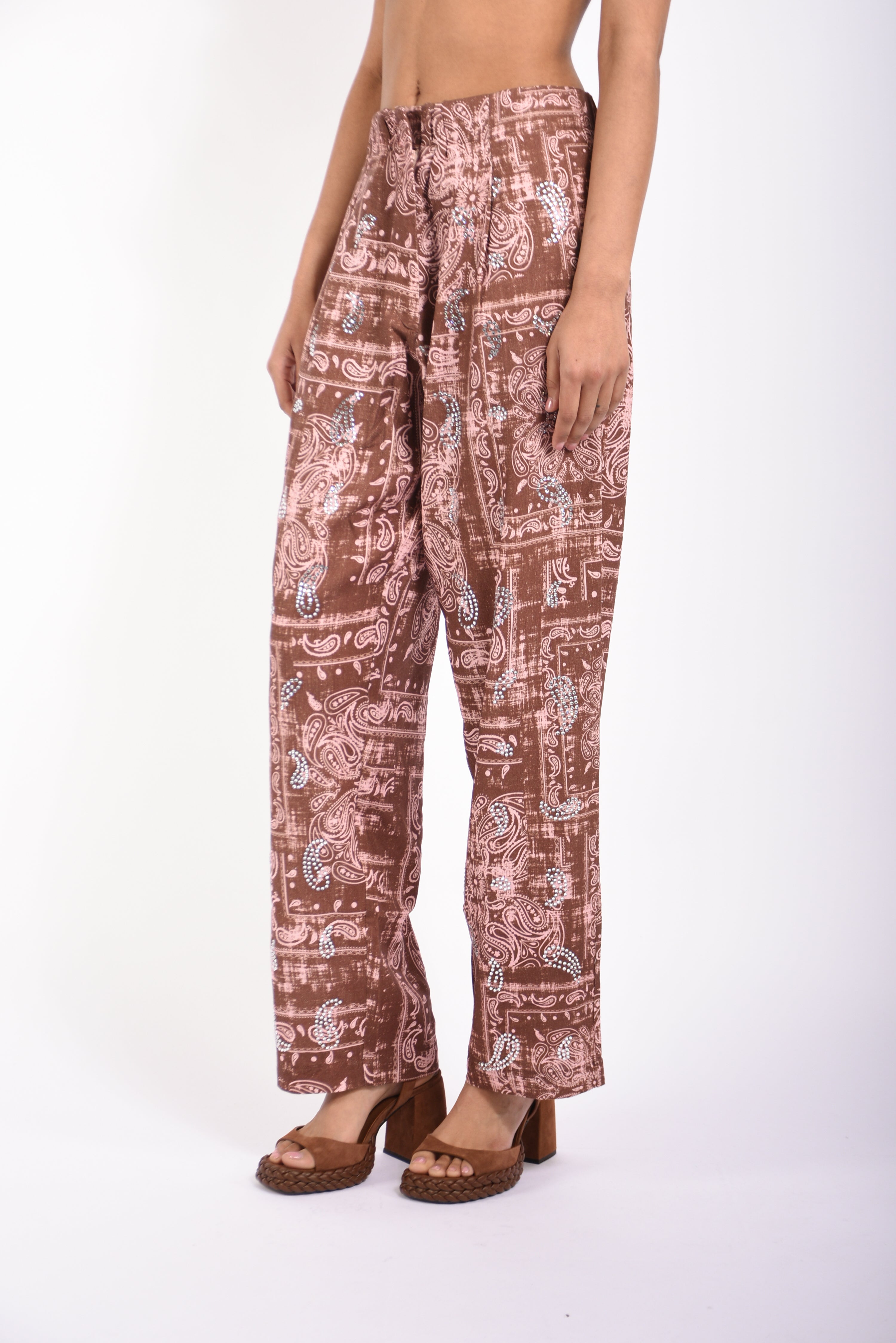 pantaloni in misto lino