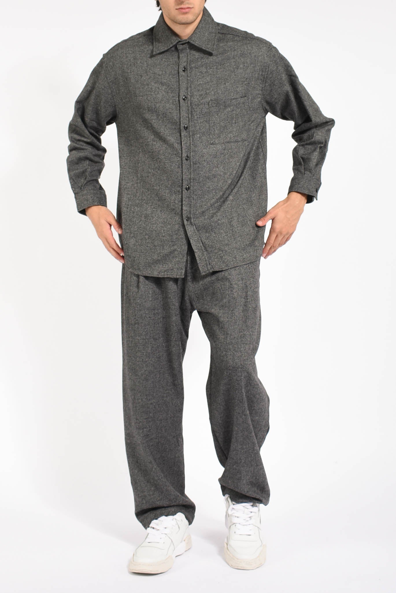 Camicia spigata in misto lana