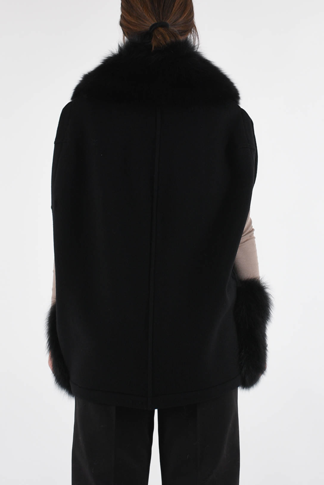 gilet in lana e shearling