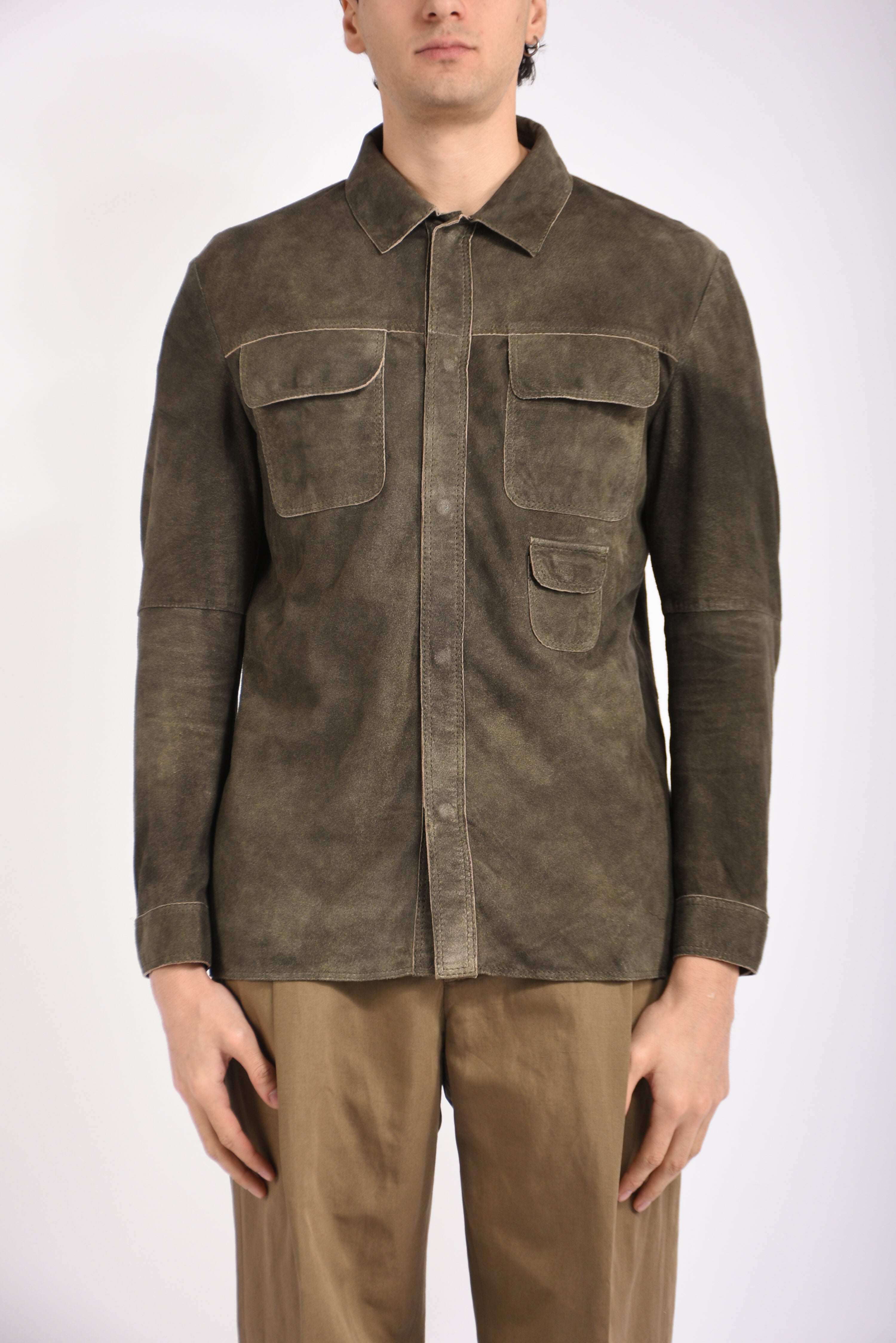Overshirt in camoscio lavato