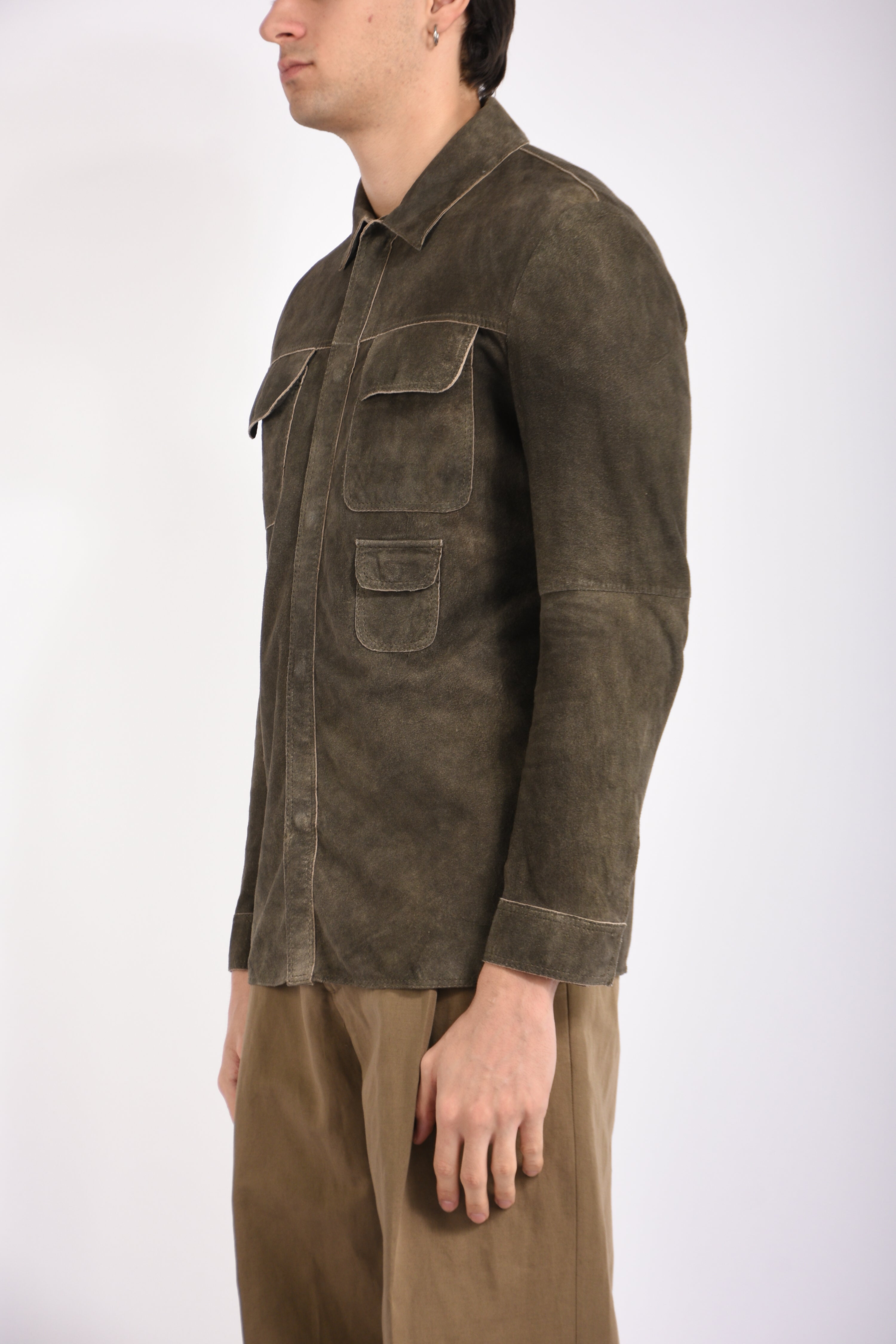 Overshirt in camoscio lavato