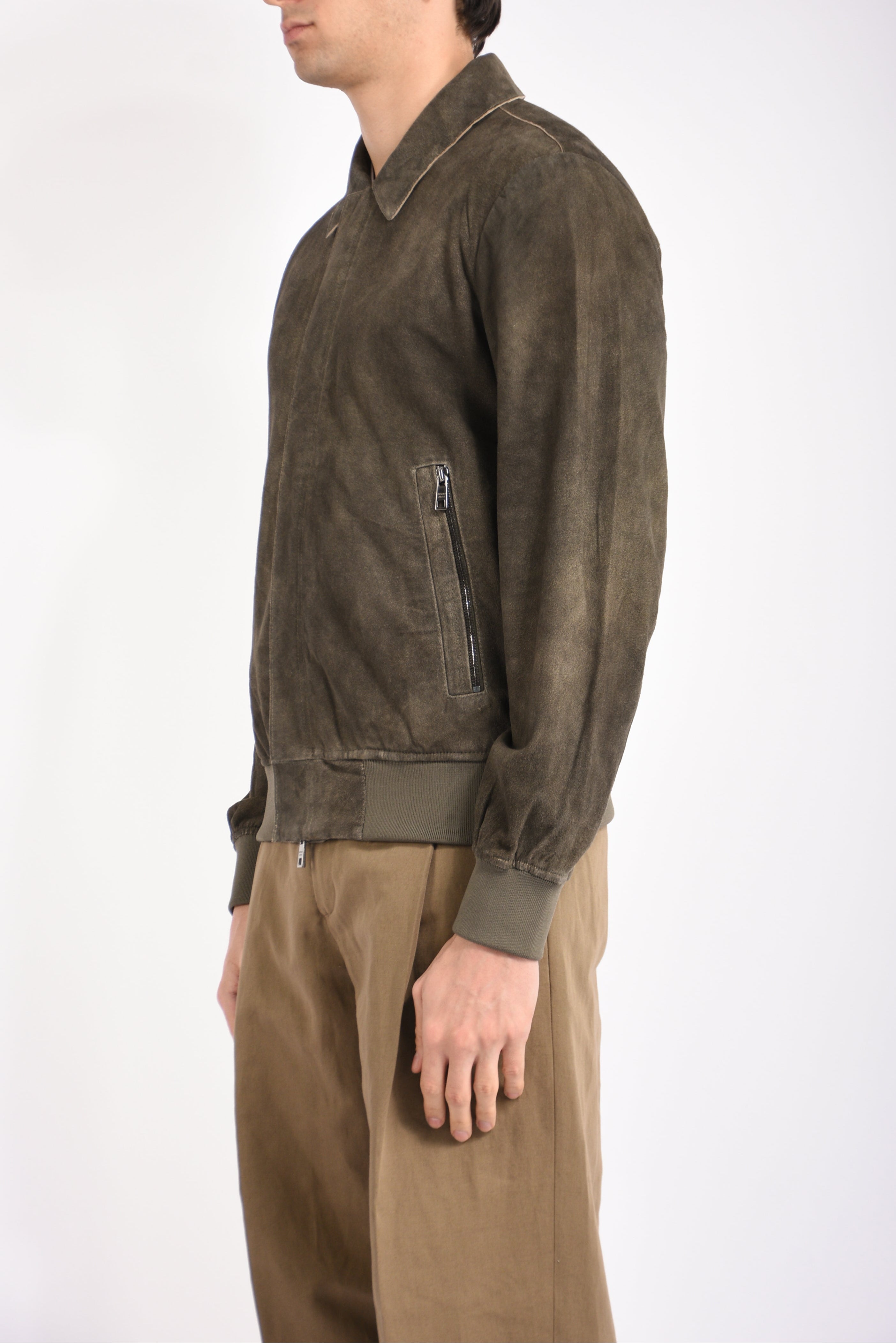 Bomber in camoscio lavato