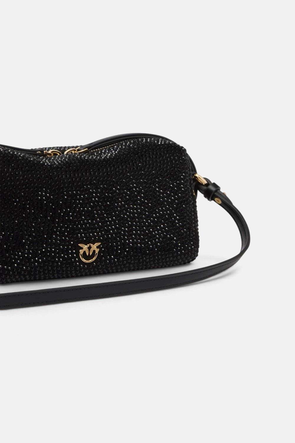 Borsa bauletto a tracolla mini effetto suede full strass 106967A3O8