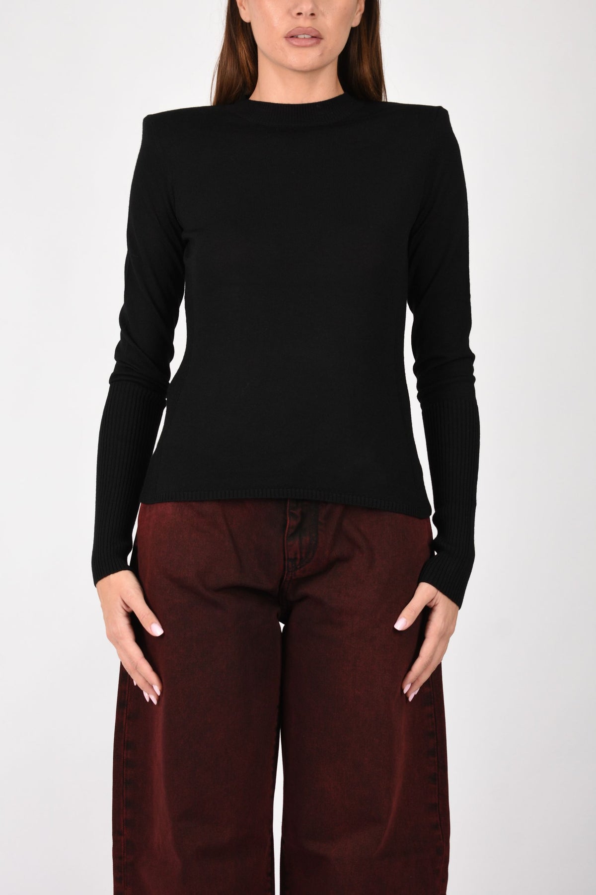Maglia in lana merino con spalline rimovibili 107246A3FY