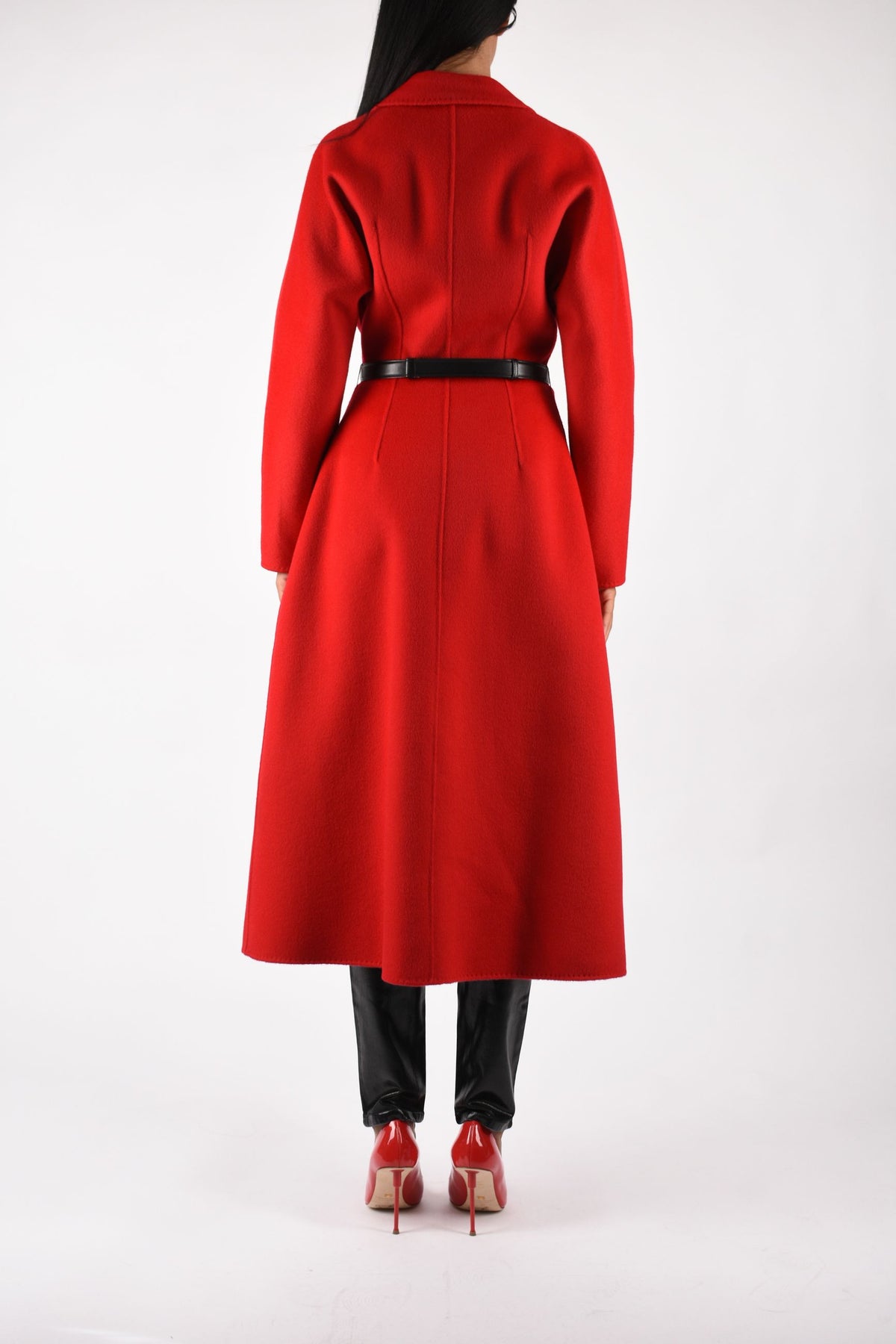 Cappotto in panno double con cintura CP03D67E2