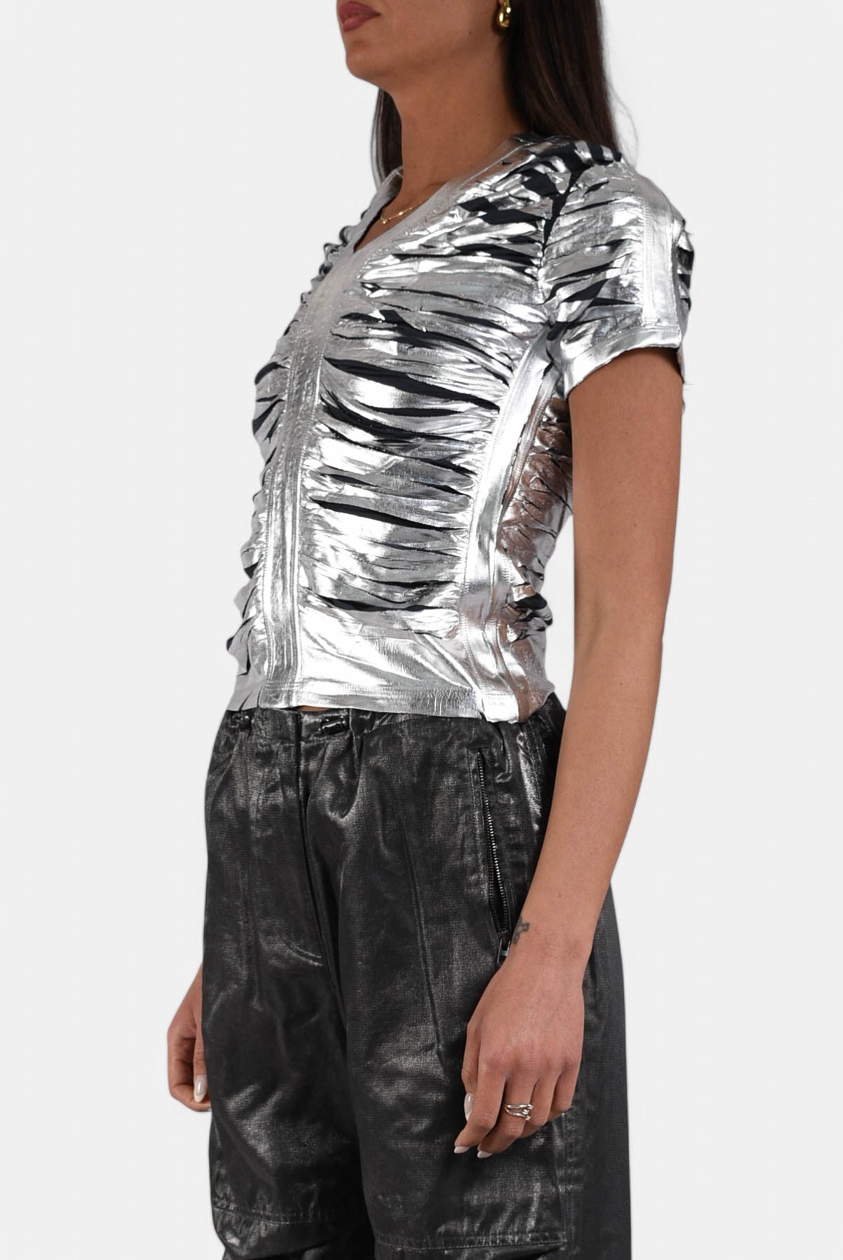 t-shirt slim arriciata t-ai