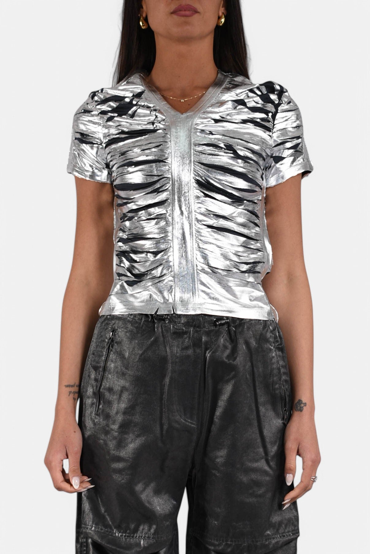 t-shirt slim arriciata t-ai