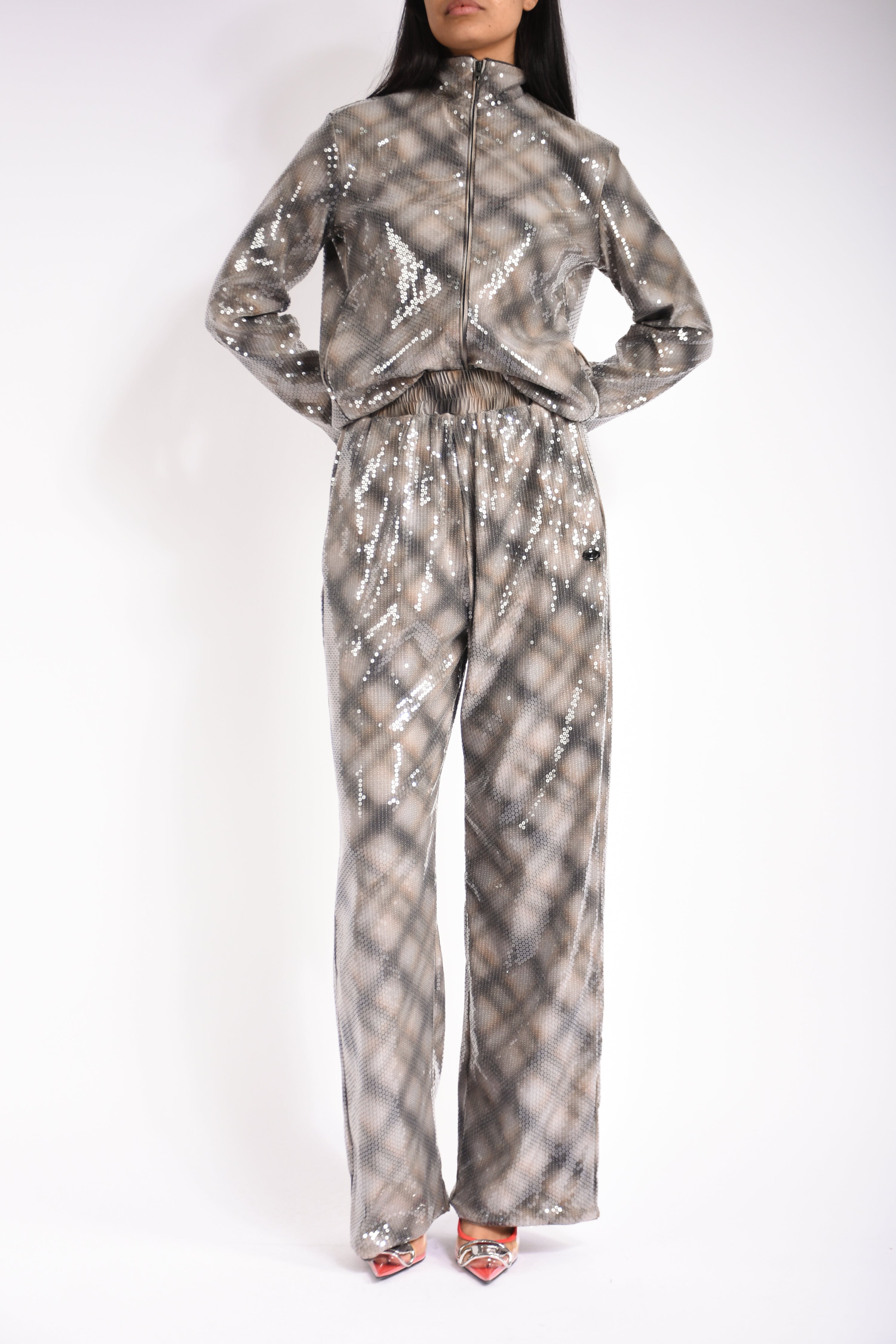 pantaloni ampi in paillettes p-erqueen