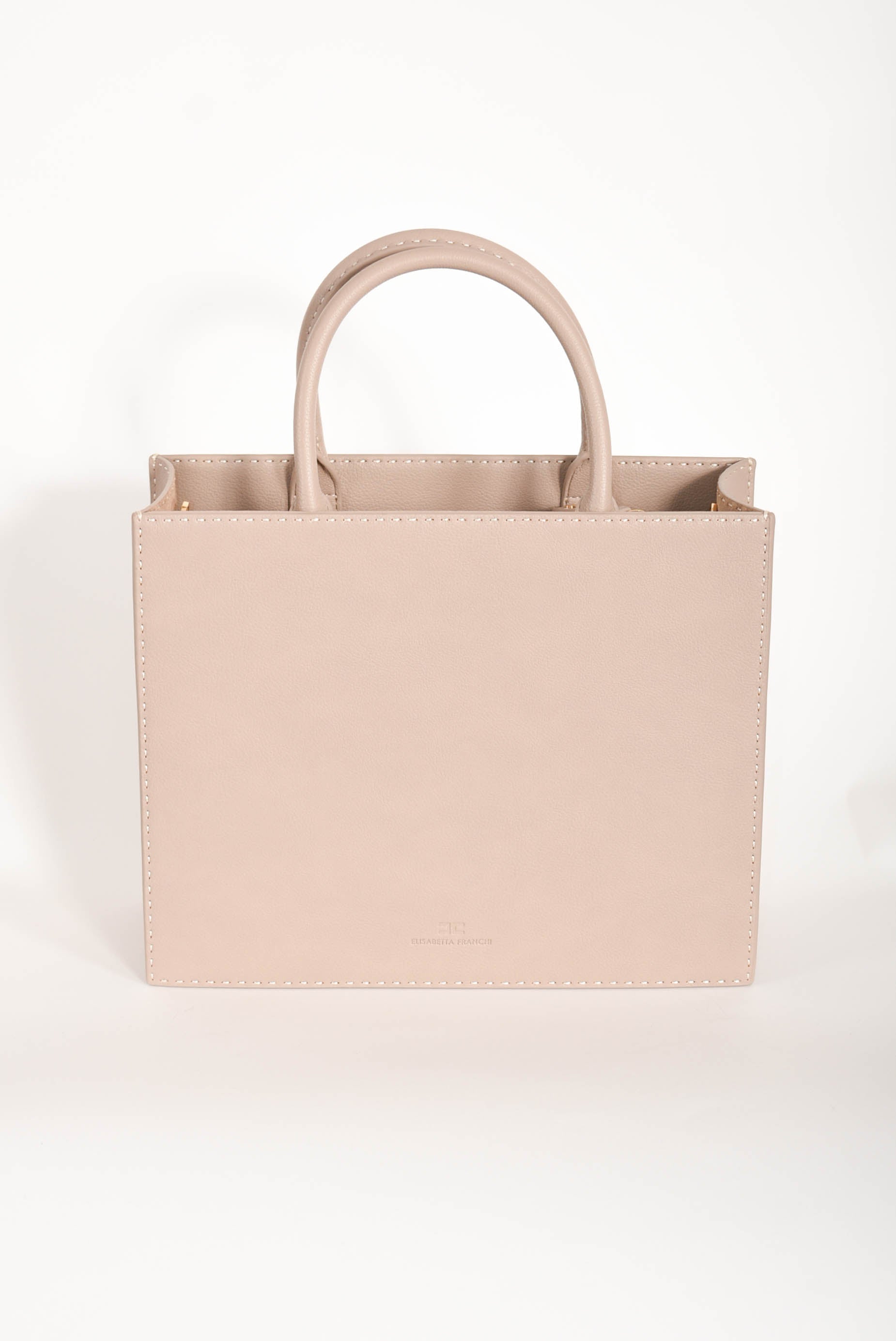 borsa shopper media con impunture a contrasto