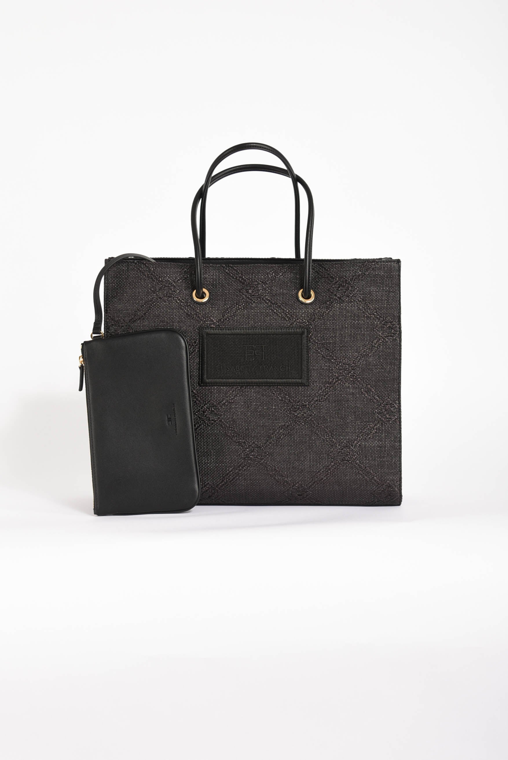 borsa shopper grande in rafia jacquard