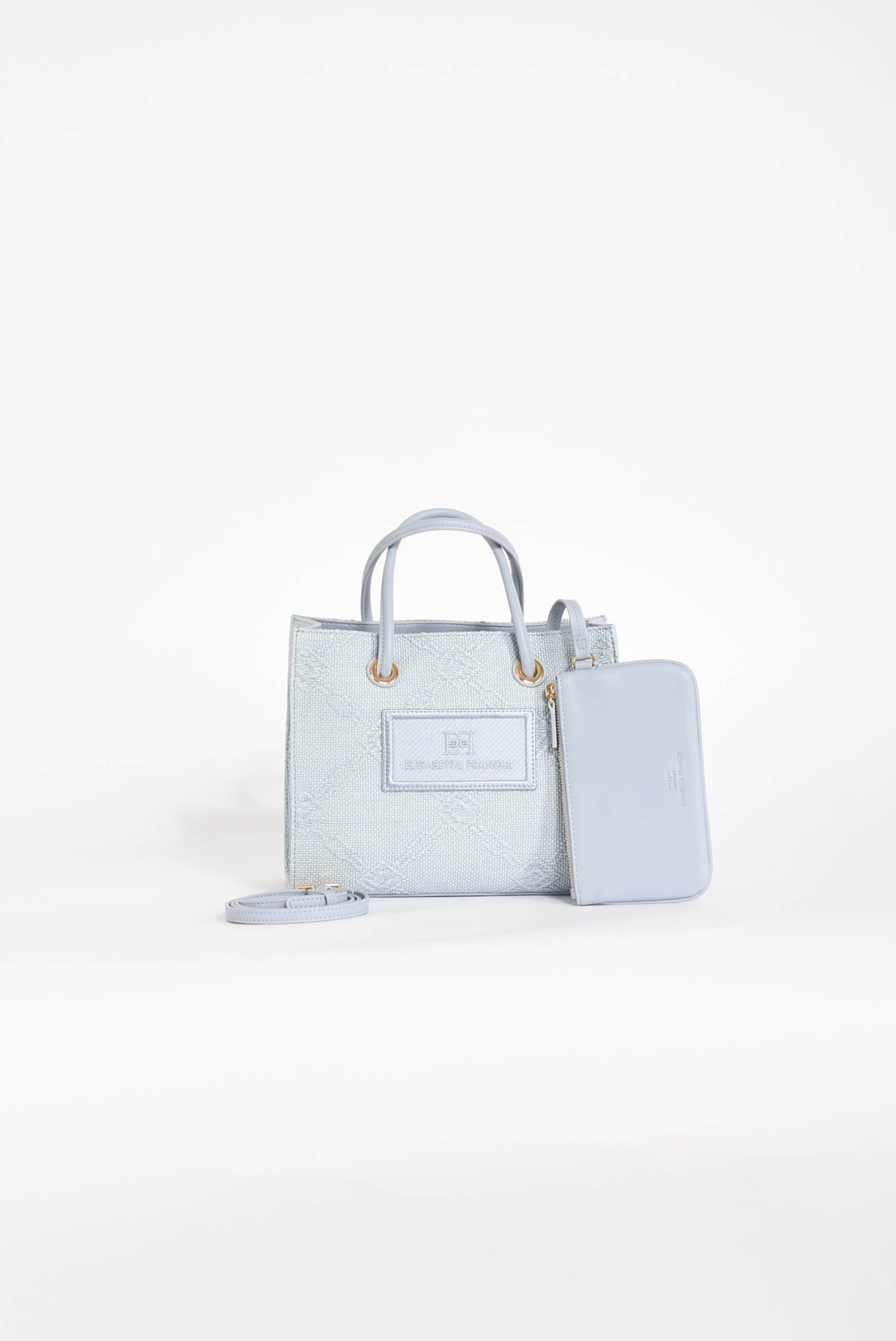 borsa a tracolla piccola in rafia jacquard