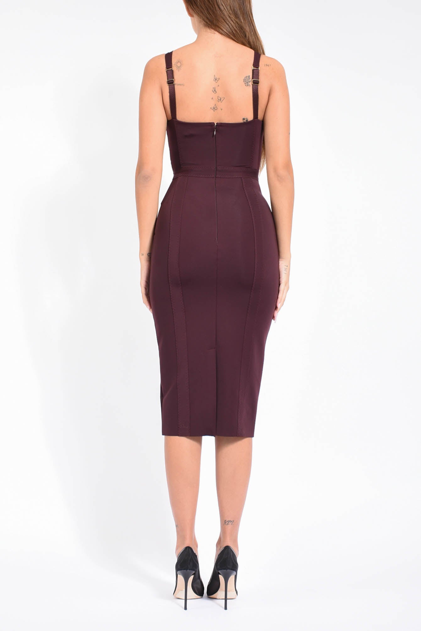 Abito midi bustier in tessuto bielastico