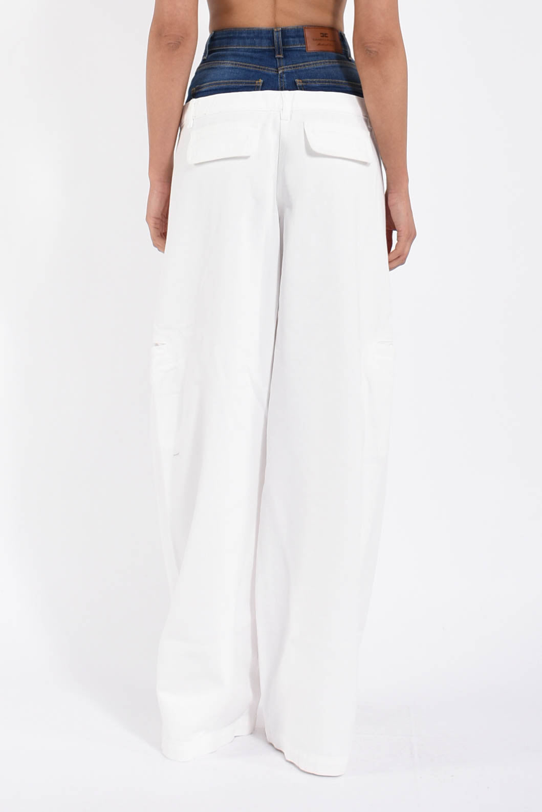 jeans cargo in cotone con baschina in denim