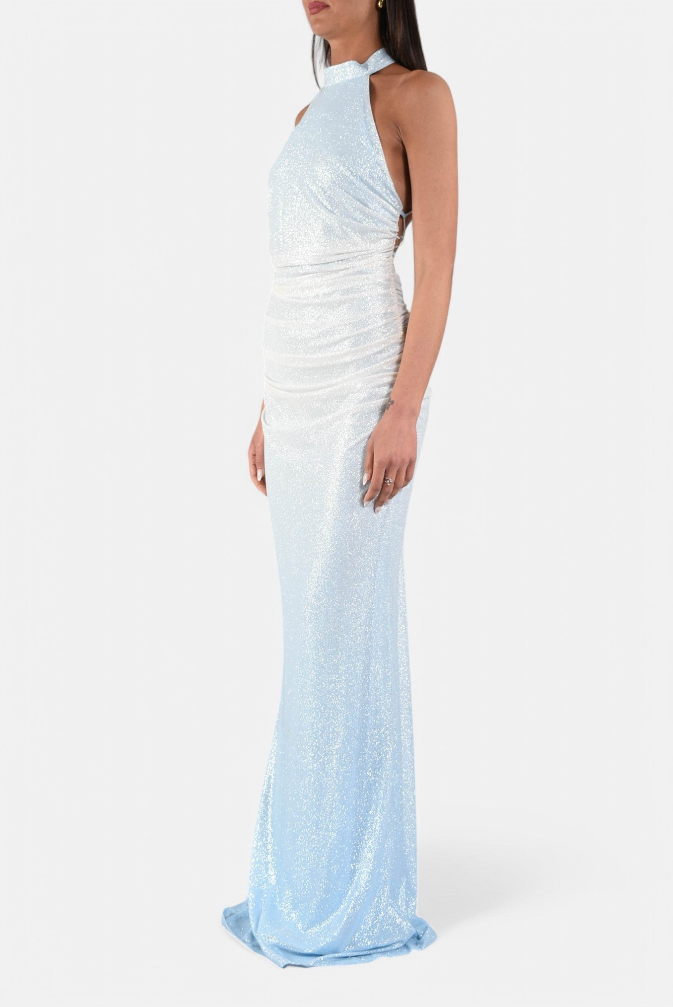 abito lungo in jersey lurex