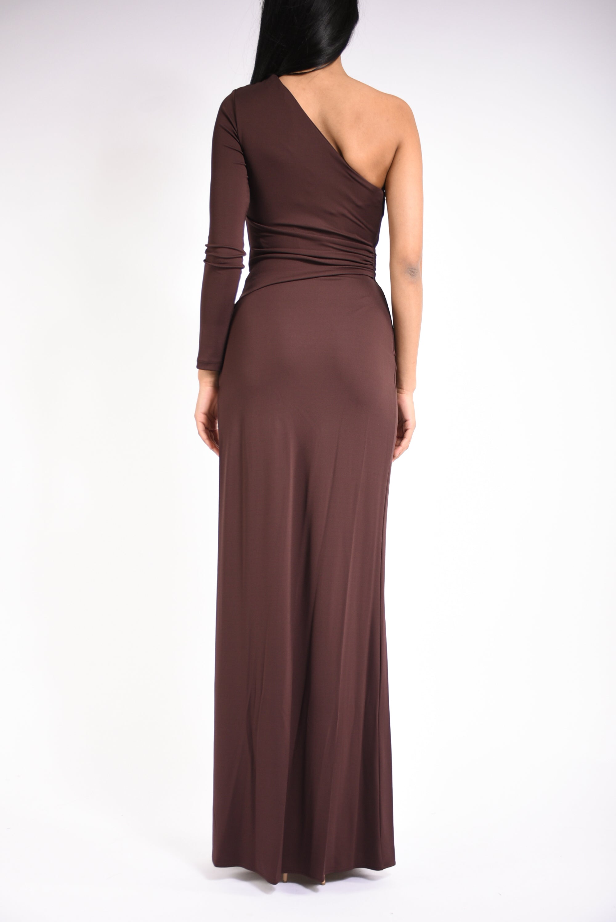 Abito lungo in jersey crêpe con dettaglio gioiello