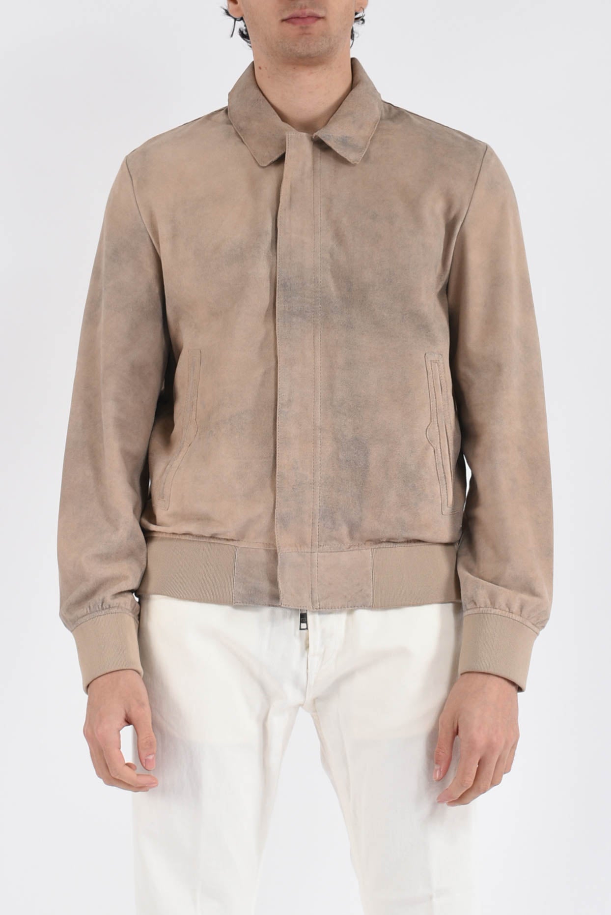 giubbino in pelle scamosciata