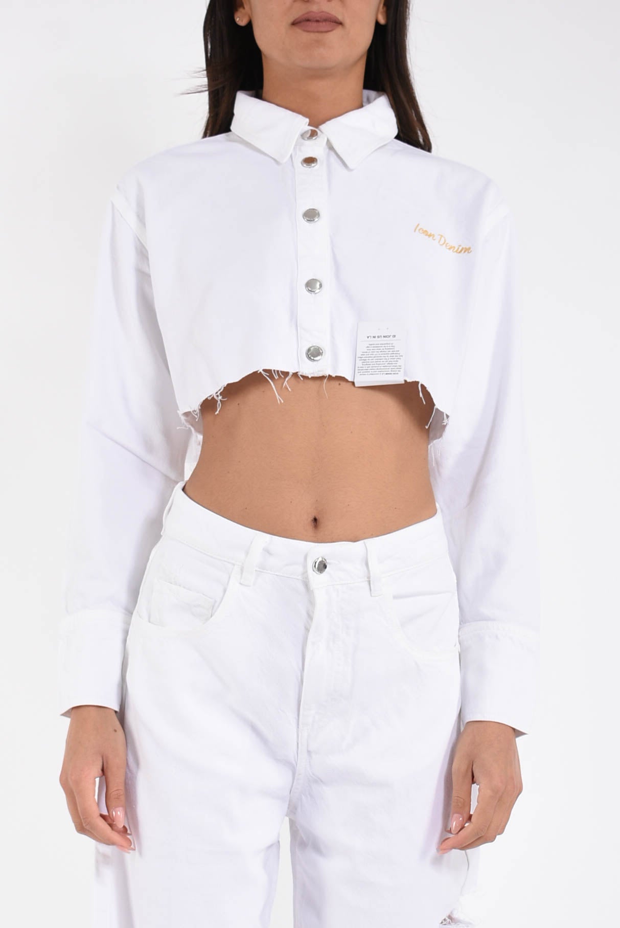 camicia cropped in denim