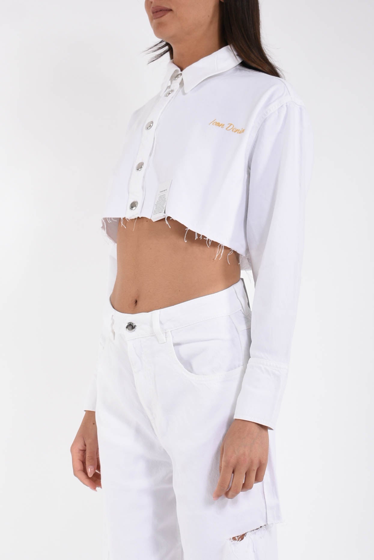camicia cropped in denim