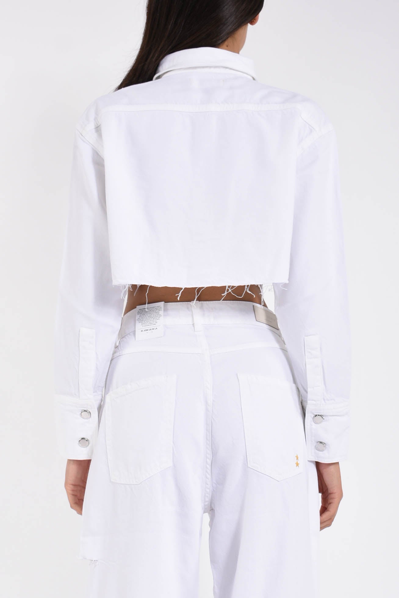 camicia cropped in denim