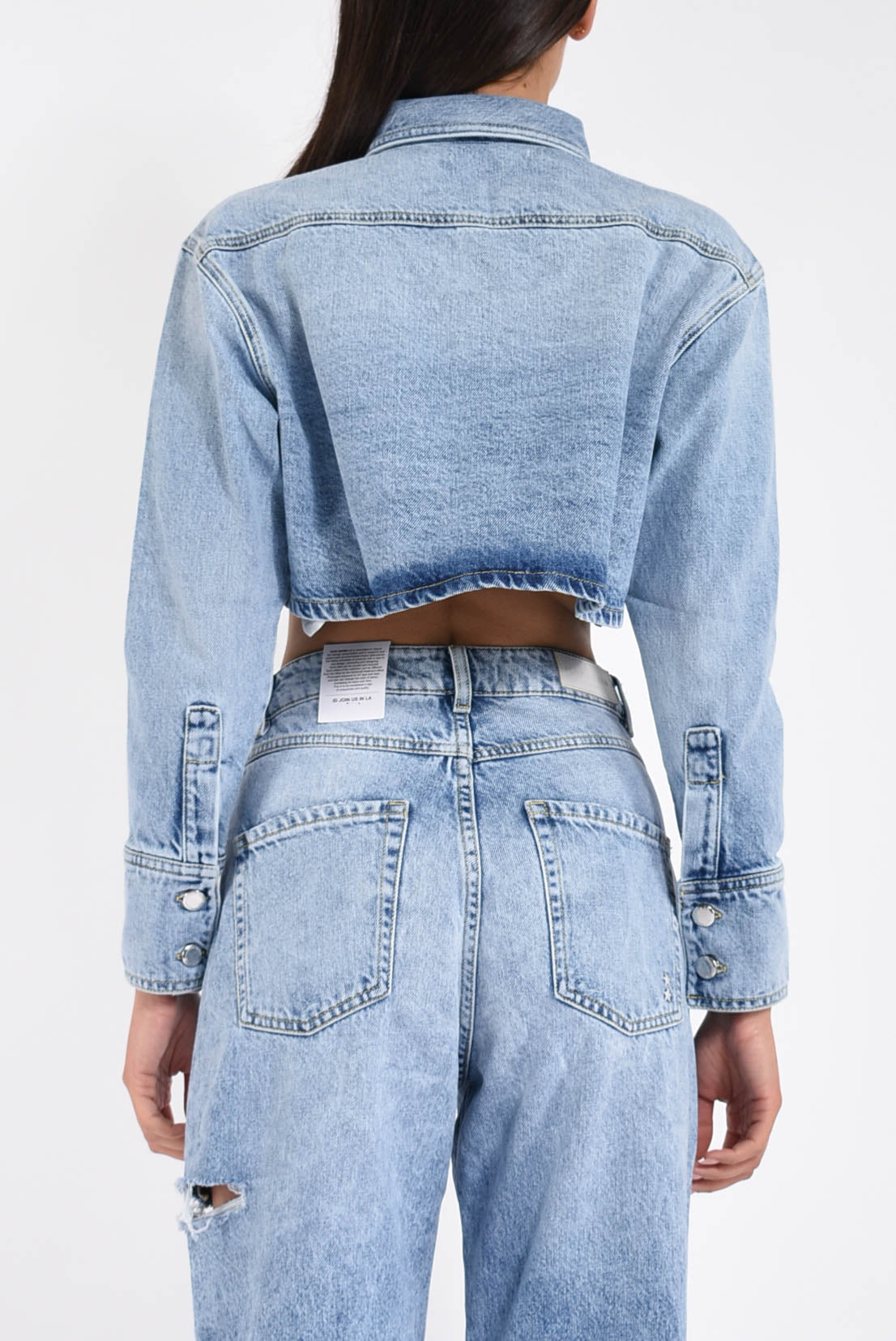 camicia cropped in denim