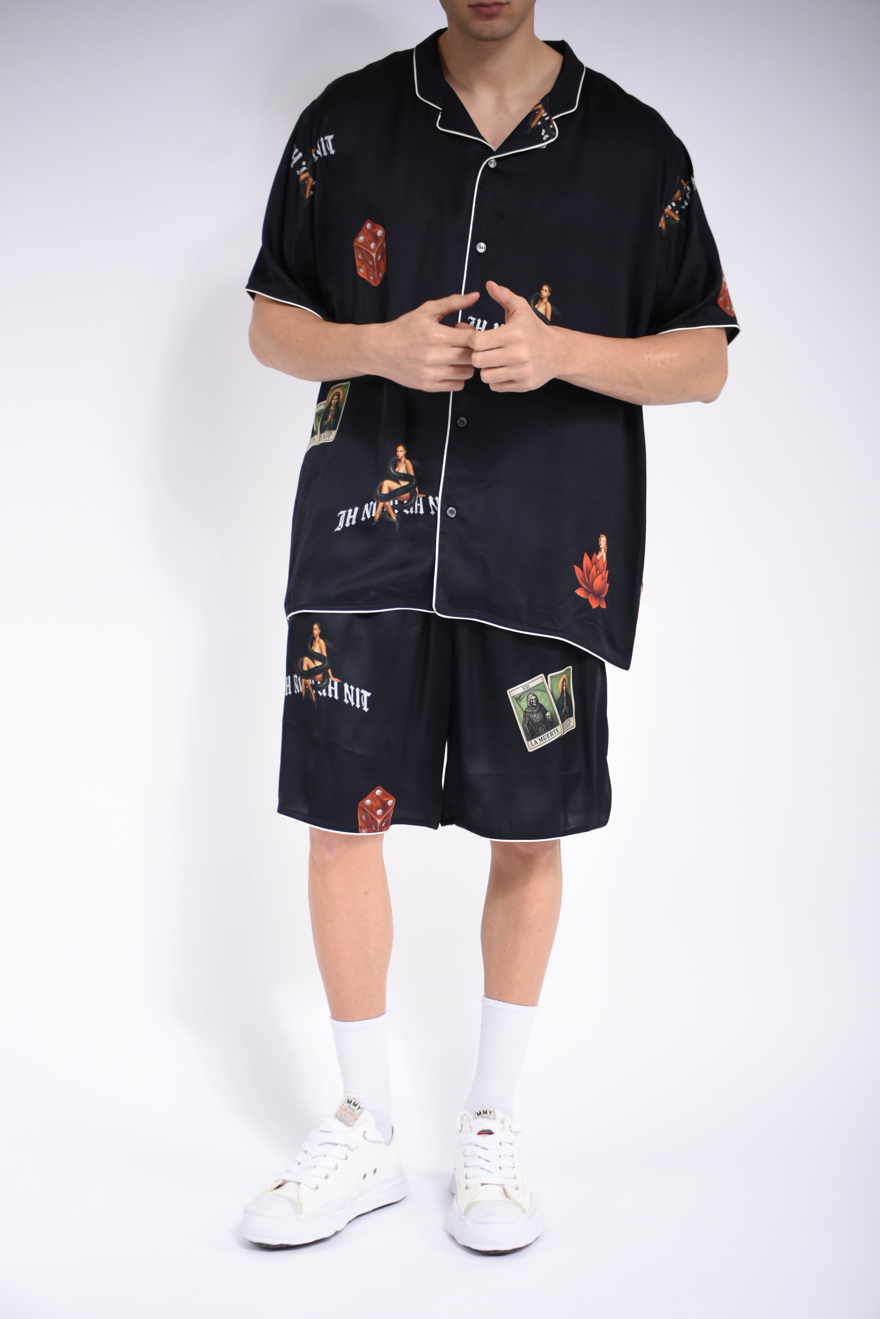 camicia old cards print