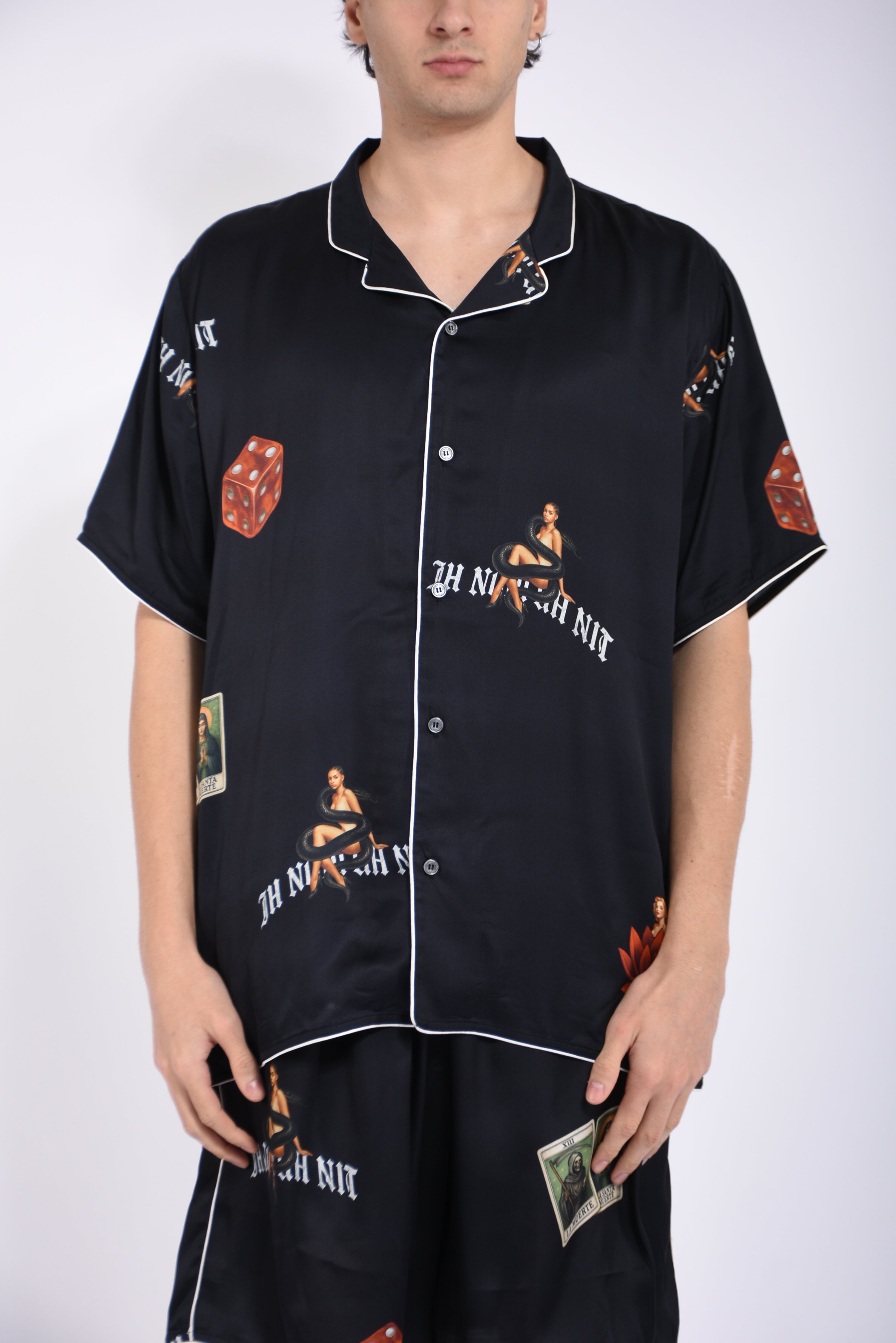 camicia old cards print