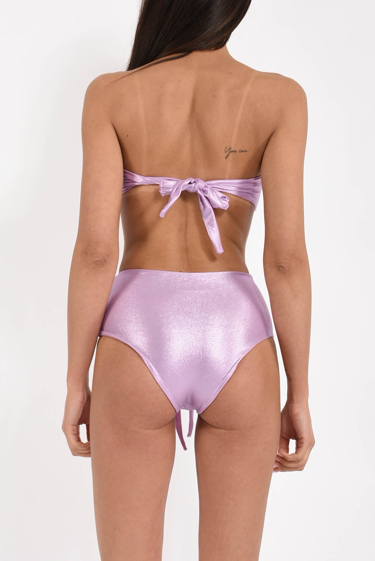 bikini a fascia con slip a vita alta