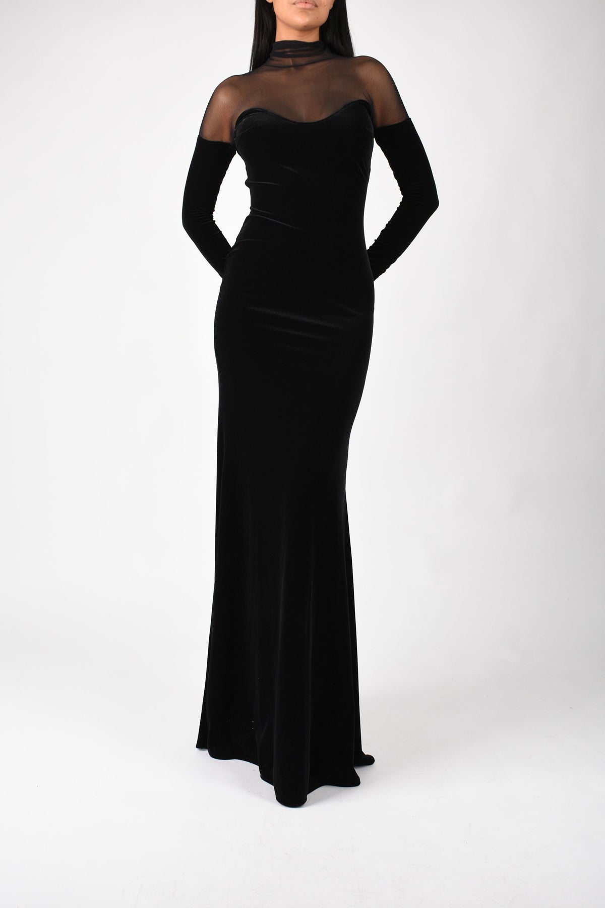 Abito Lungo Red Carpet in velluto e tulle ABR2967E2