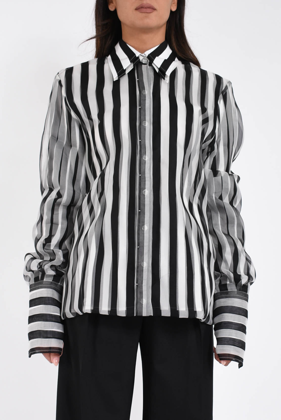 camicia in popeline e organza sumero