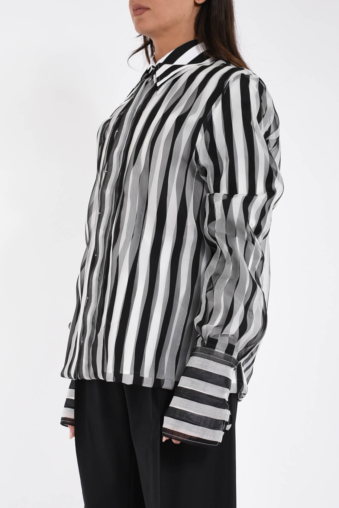 camicia in popeline e organza sumero