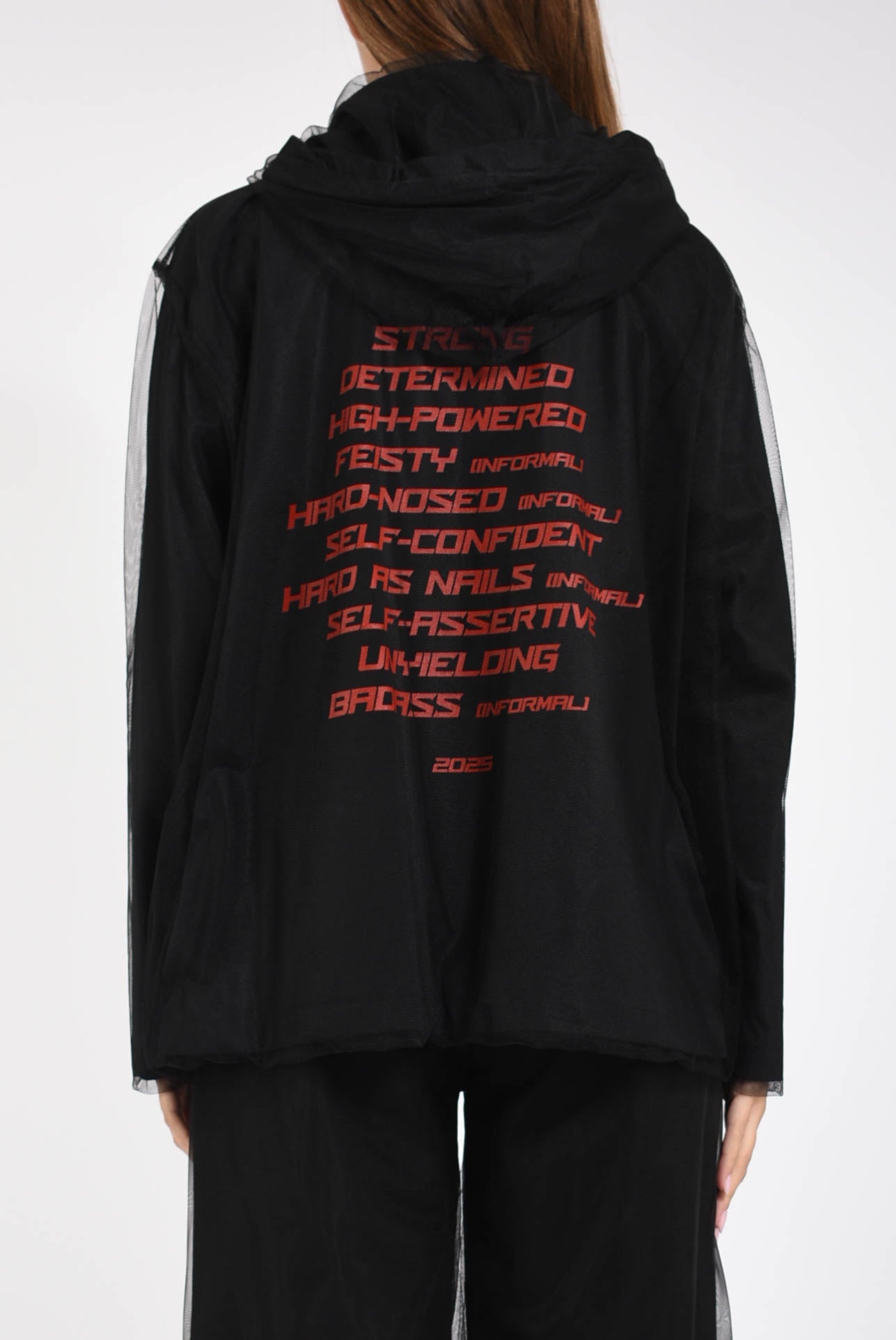 felpa con cappuccio in tulle