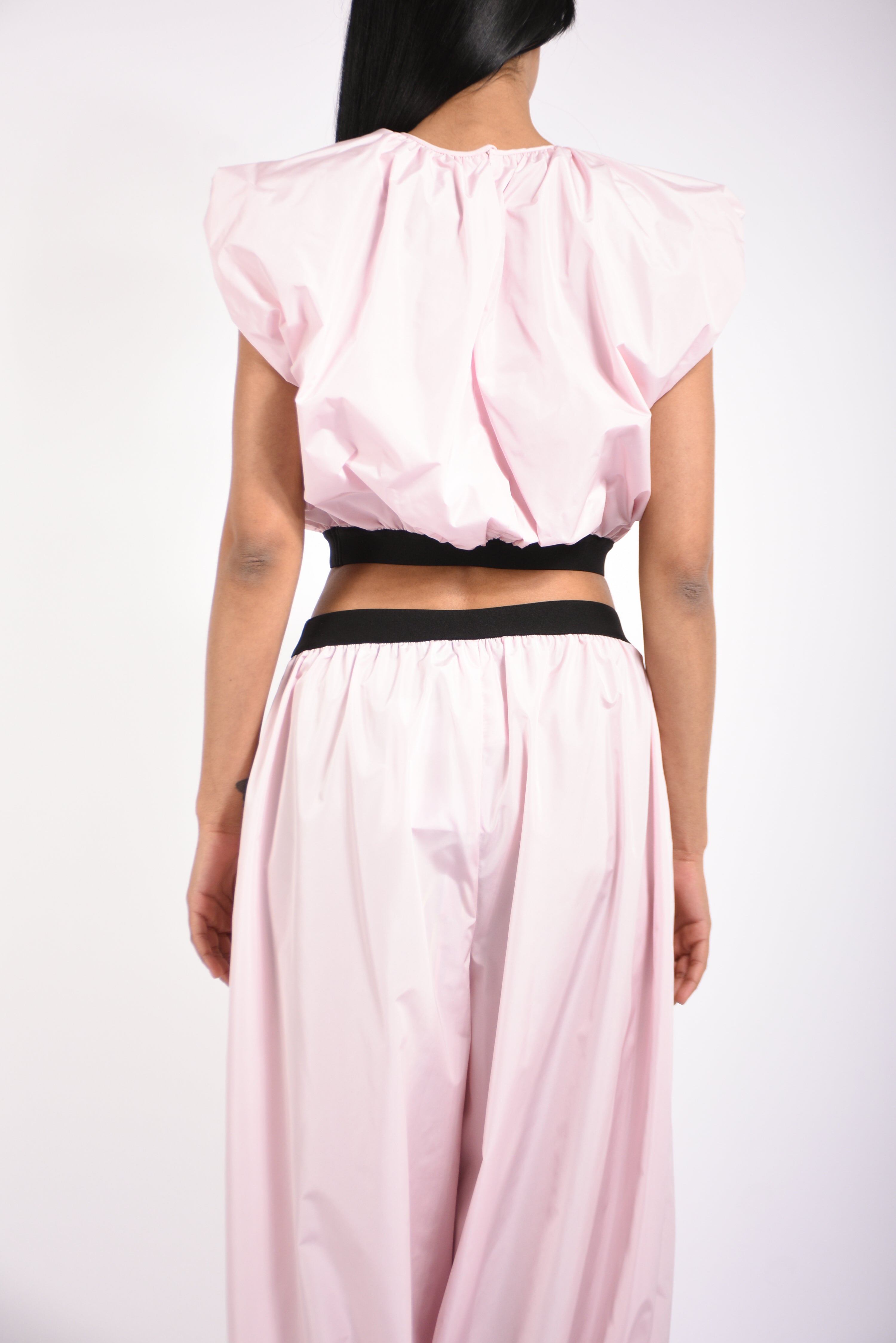 blusa crop in taffetà