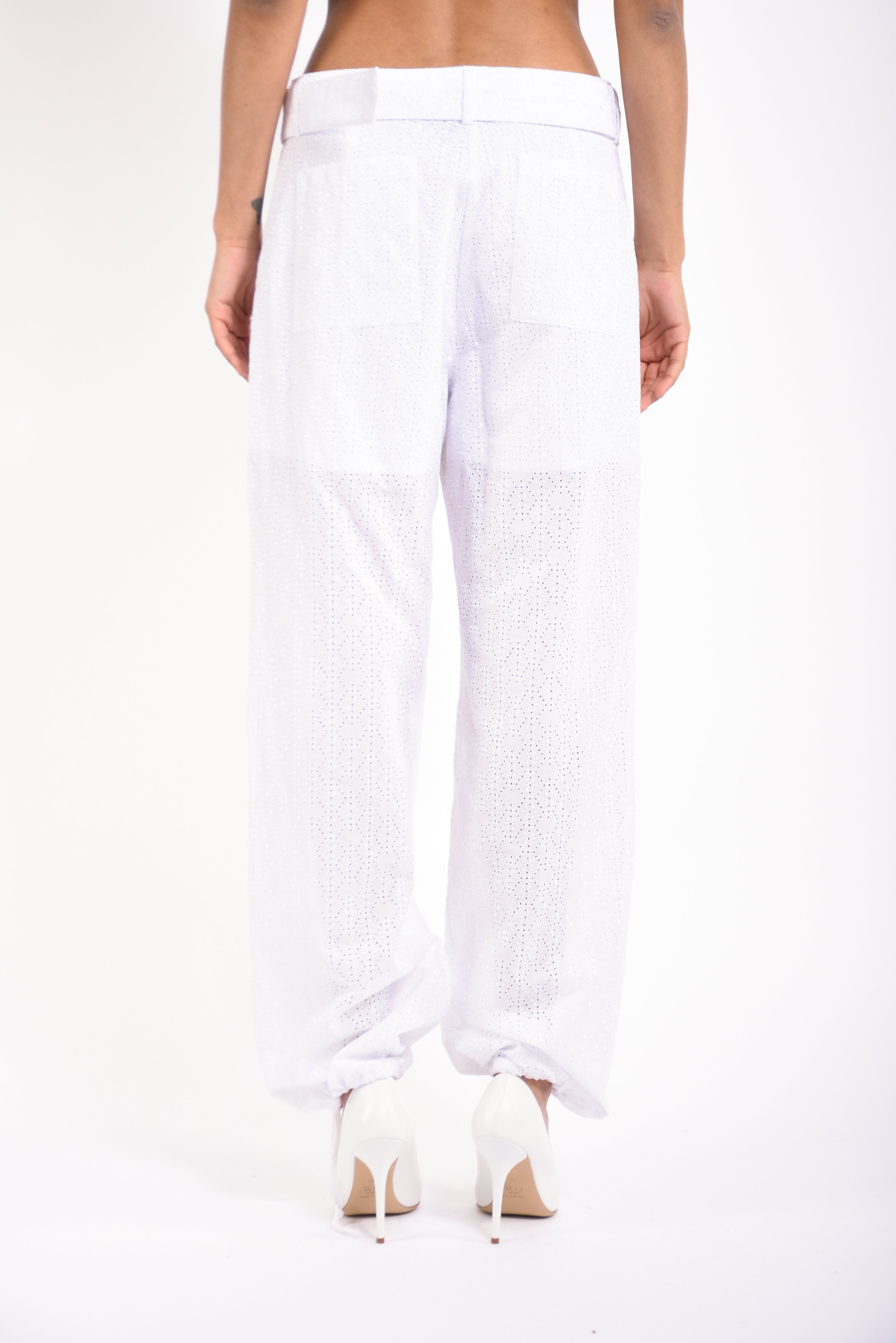 pantaloni a gamba larga in popeline