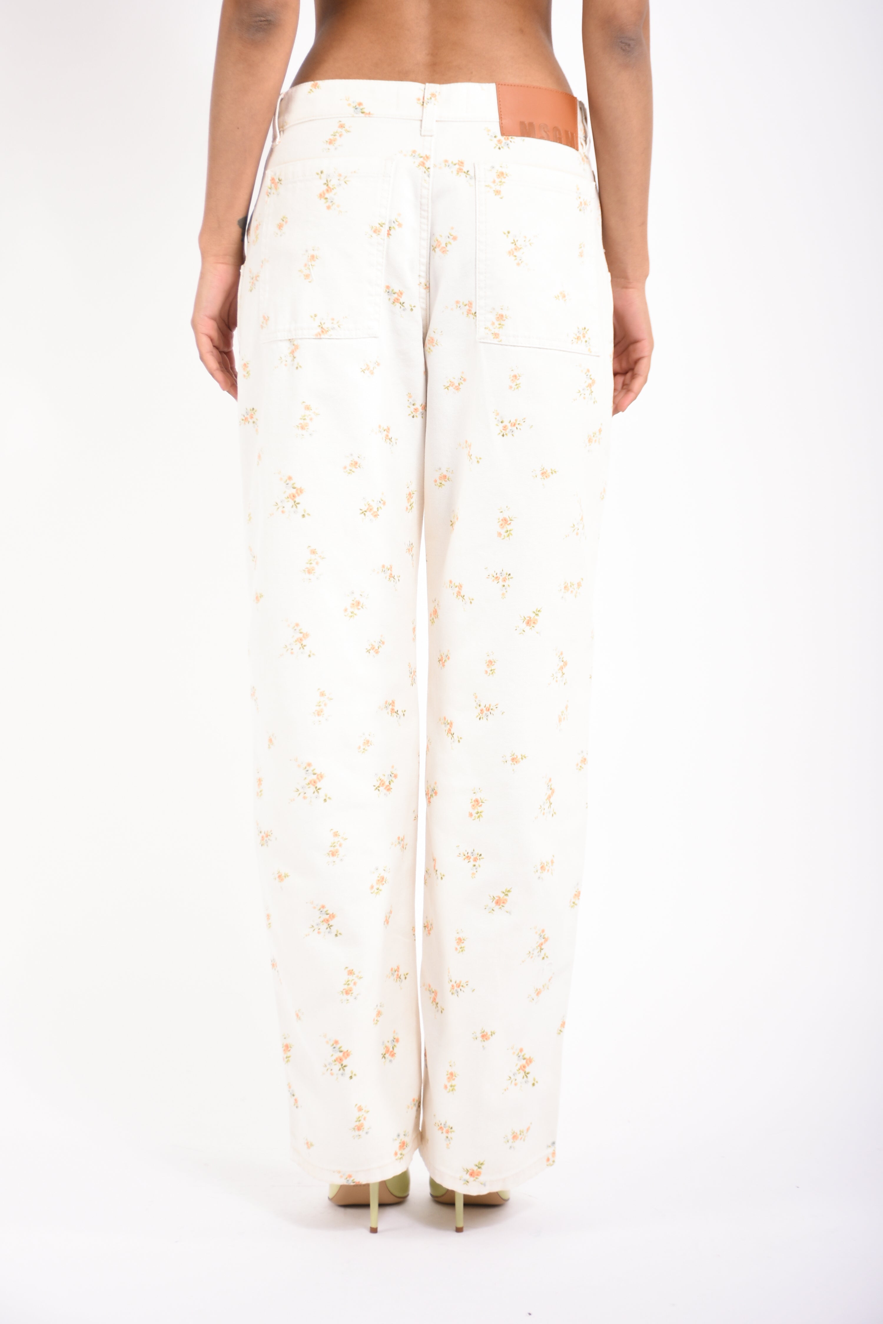 jeans in canvas di cotone stampato