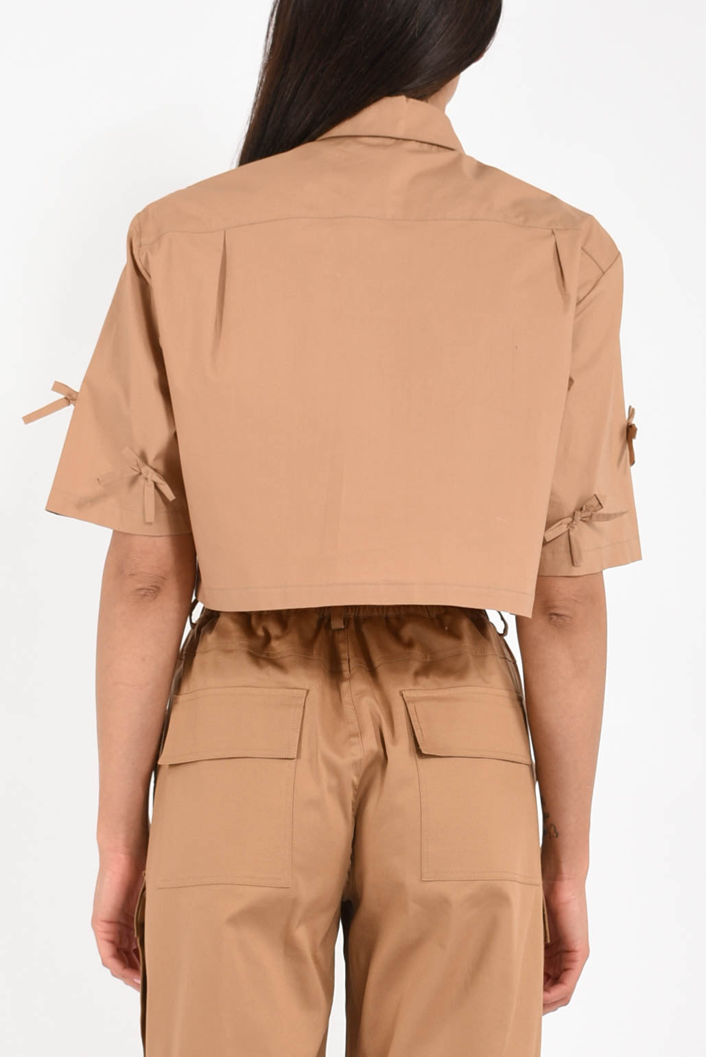 camicia cropped in cotone
