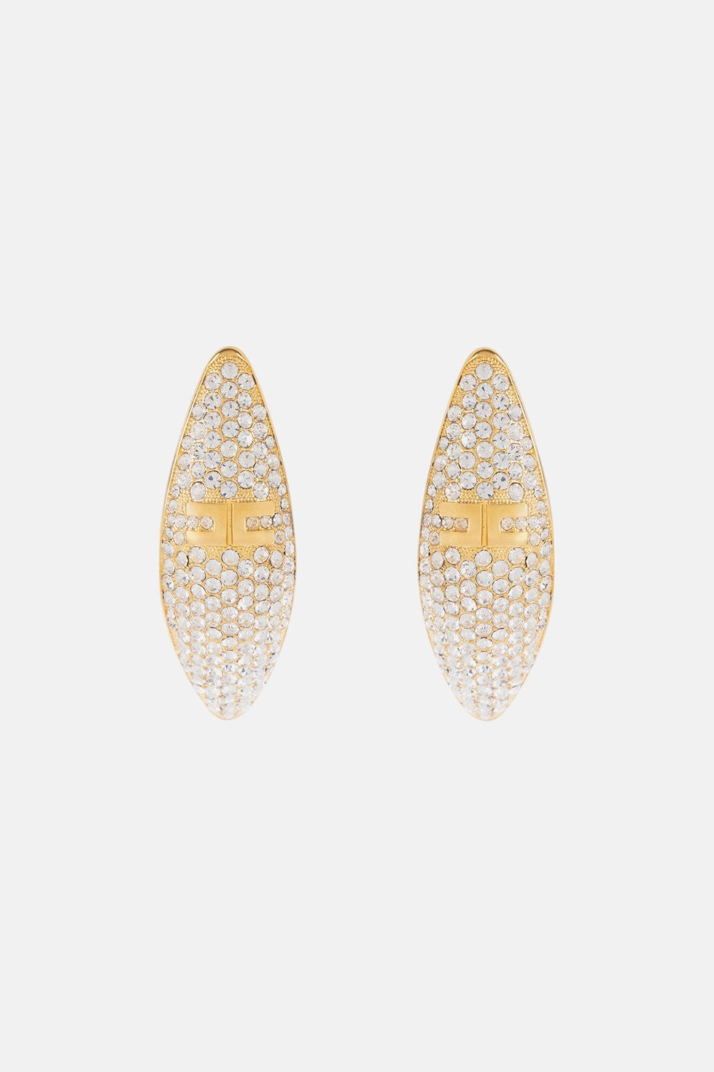 orecchini in ottone con strass e logo