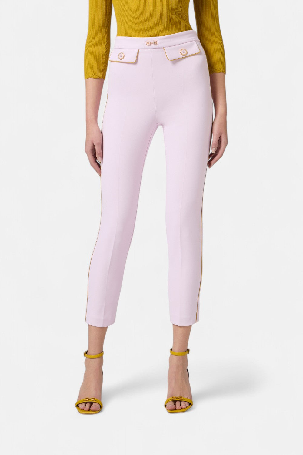 Pantaloni cropped in crêpe