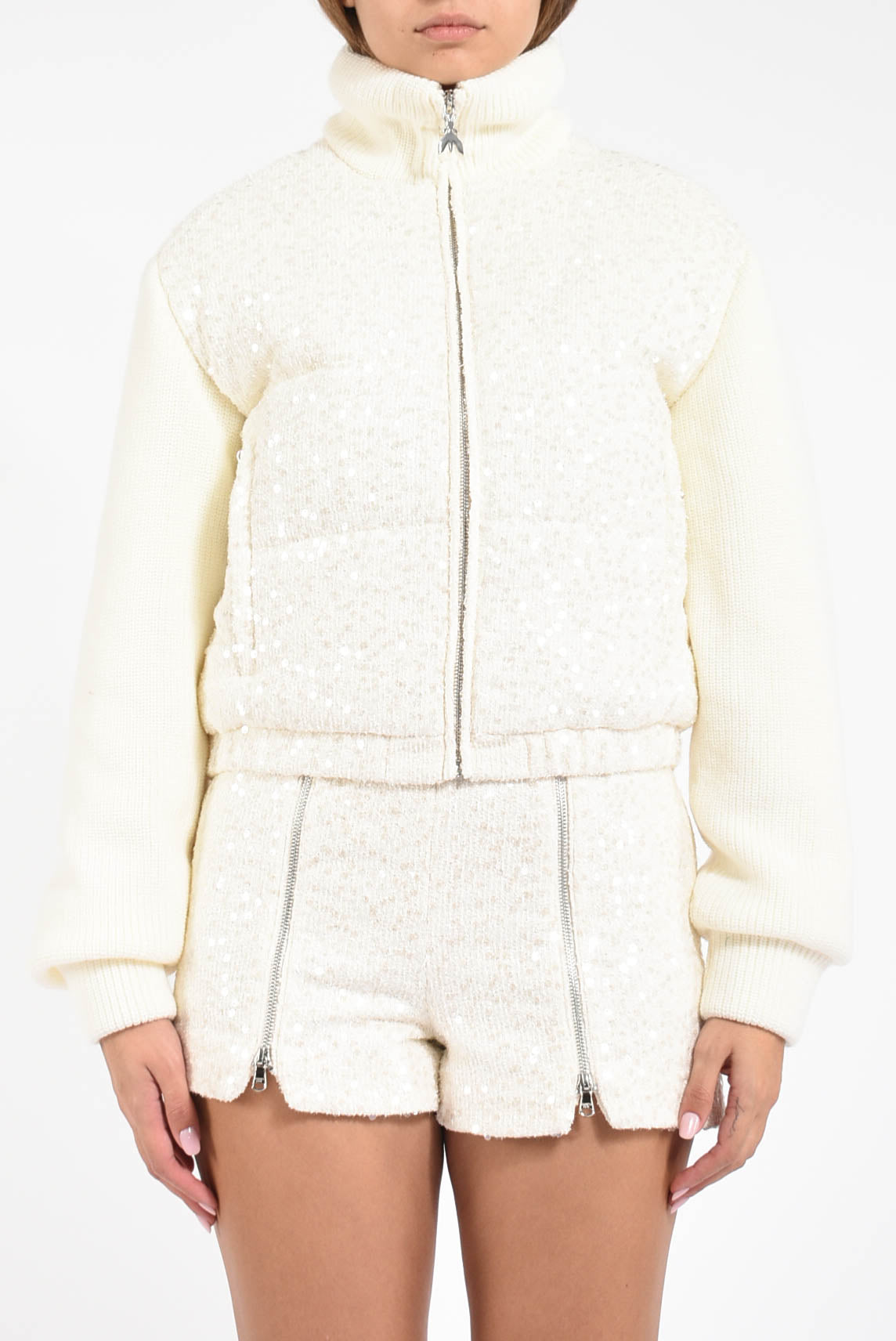 bomber in lana con paillettes