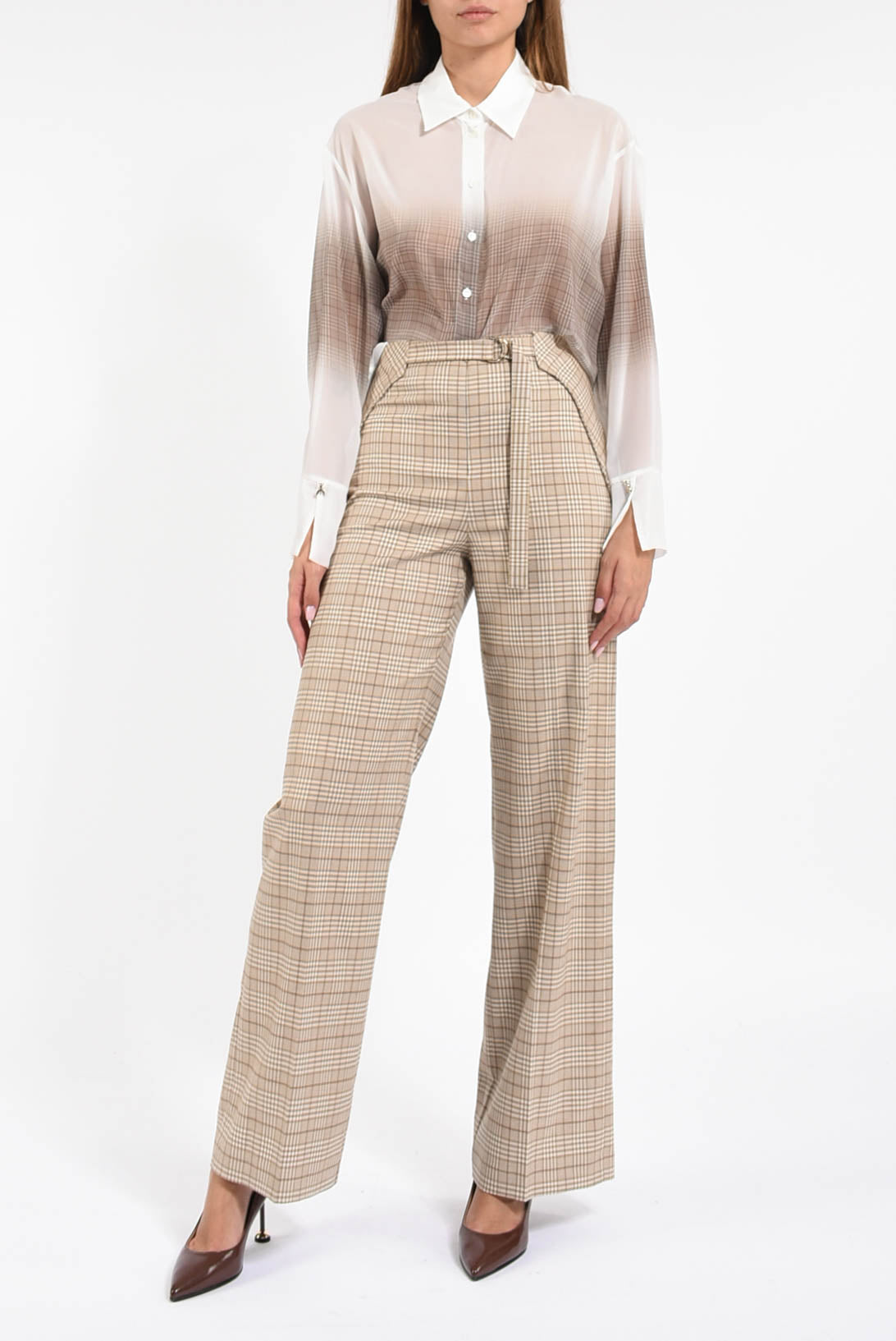 camicia in chiffon con stampa