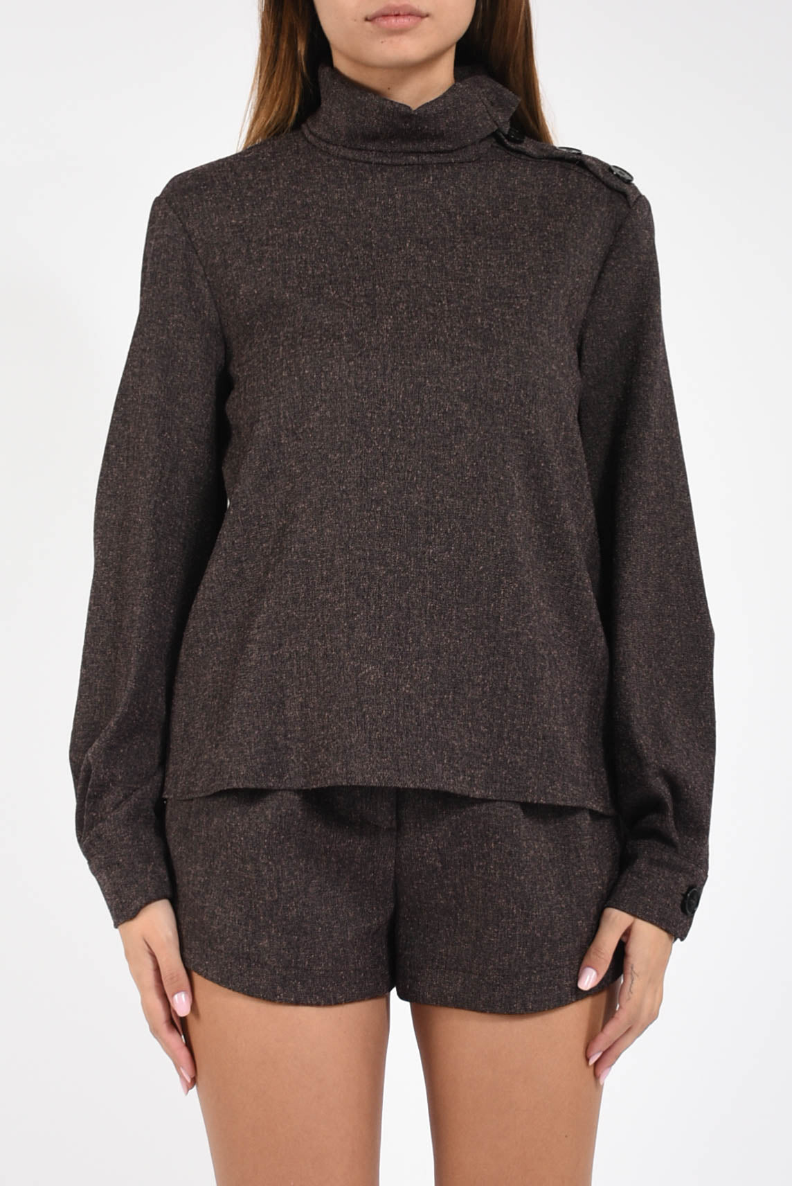 camicia strutturata a collo alto