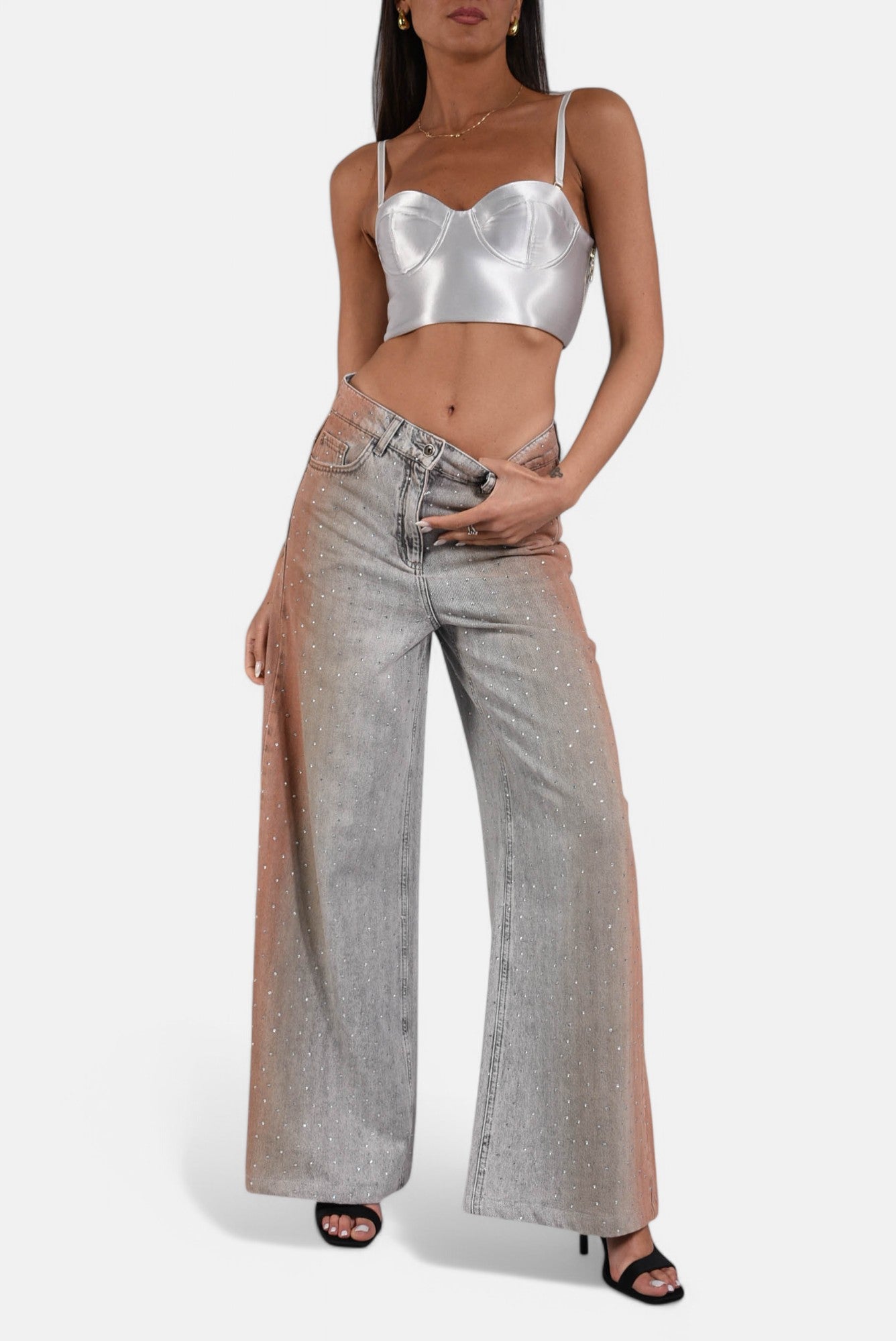 top bustier in raso