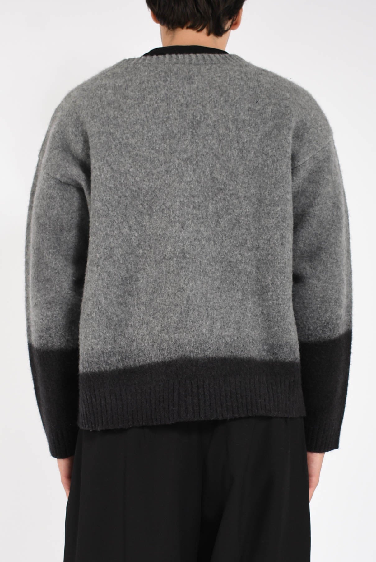 Cardigan bicolore in lana vigogna