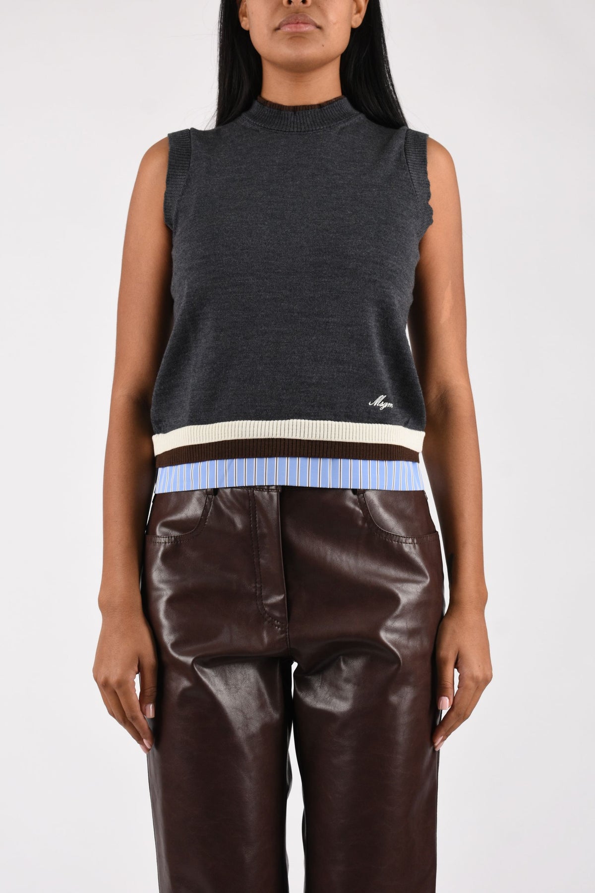 Gilet in lana con dettaglio layering 4141MDW190267775
