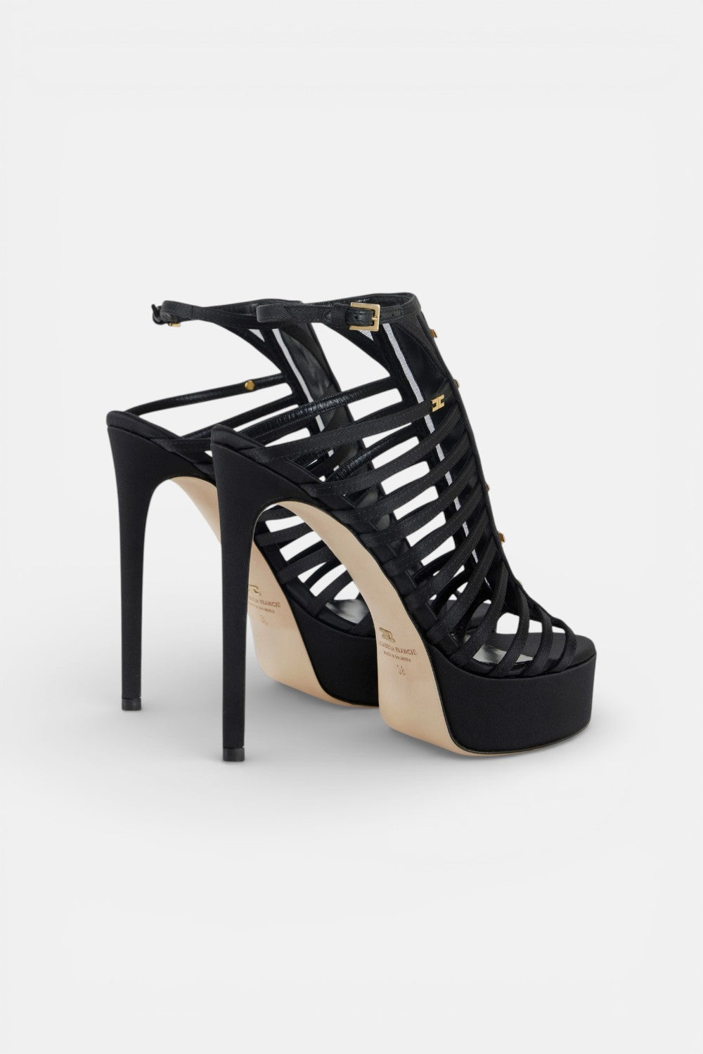 Sandali in raso con plateau